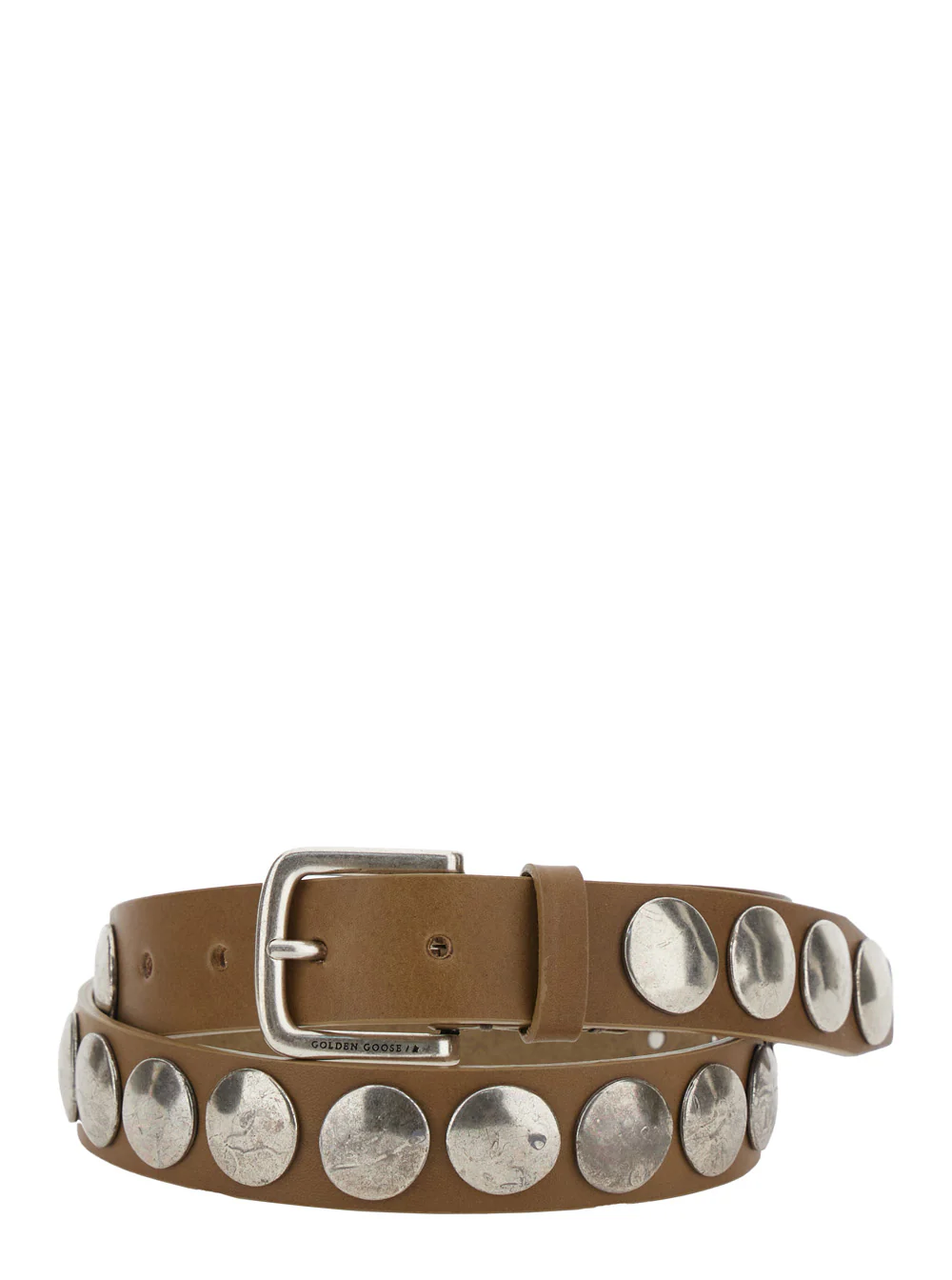 Golden Goose Brown Leather Studded Belt for Women Cow