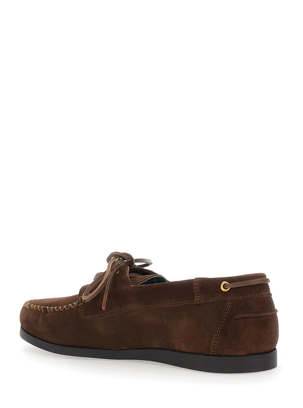 Vinny'S Brown Vinnys Loafers With Rounded Toe And Bow Laces Suede For Men