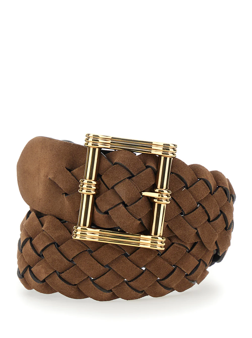 Etro Belt with Front Buckle Closure and Brown Intreccio Motif for Women Calf