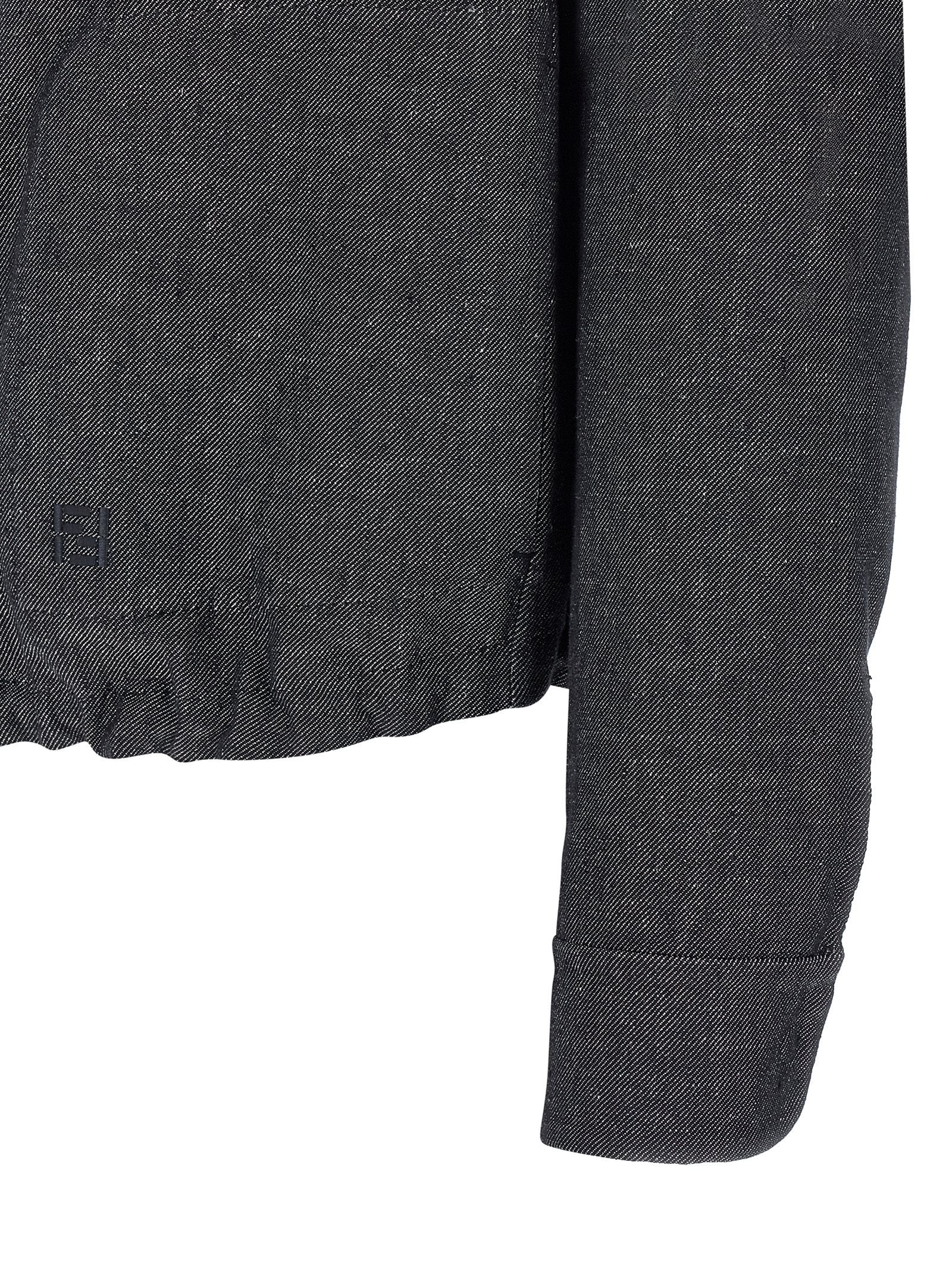 Fendi FF Selleria reversible blouson Blue Linen Cotton Silk Down Jacket, Parka, Casual Jackets