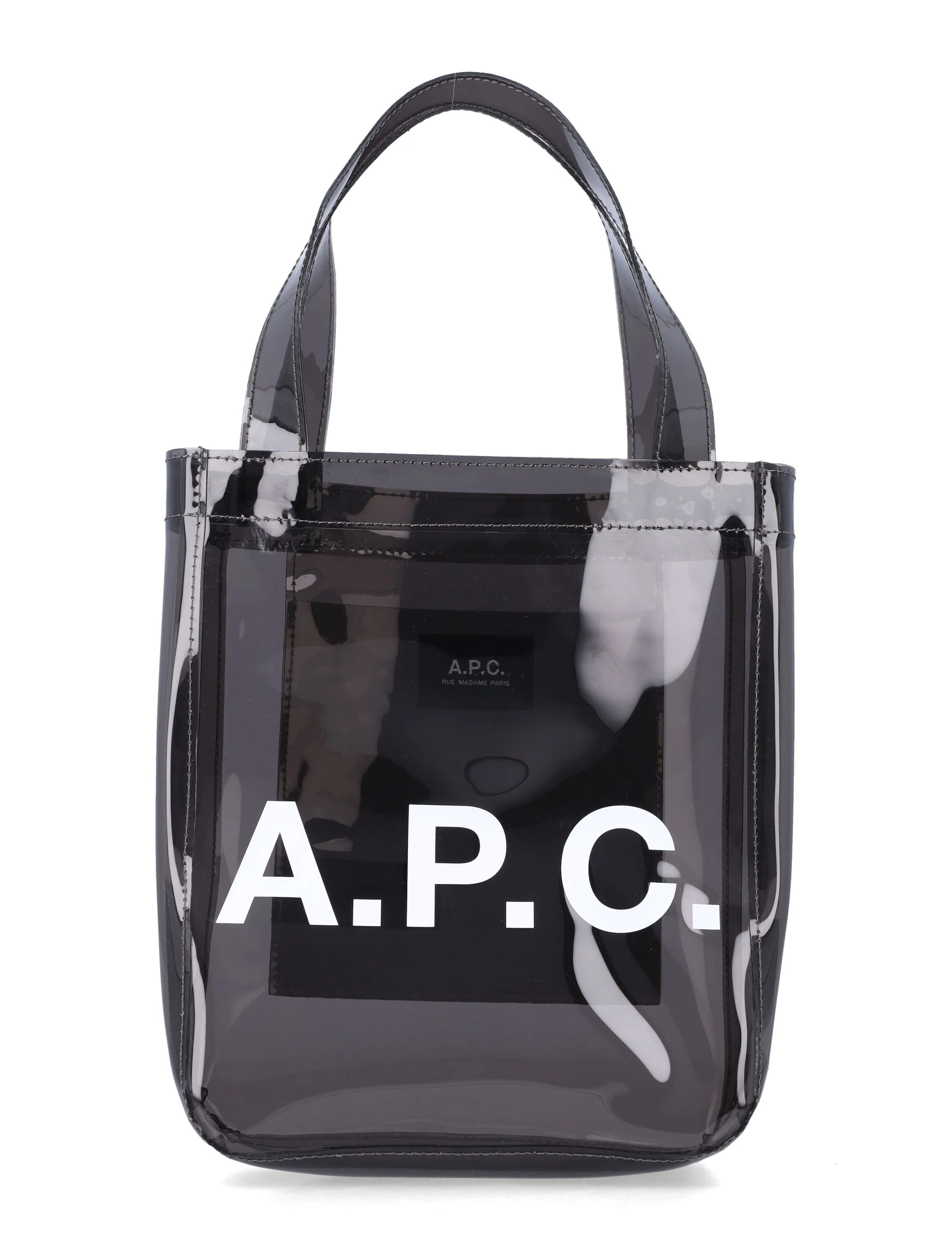 A.P.C. small Lou glossy PVC tote bag Antracite Thermoplastic Polyurethane