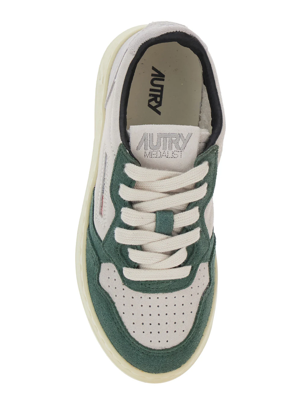 Autry Kids Medalist Multicolor Low Top Sneakers with Logo Patch on Tongue and Side in Leather Boy Suede Cow