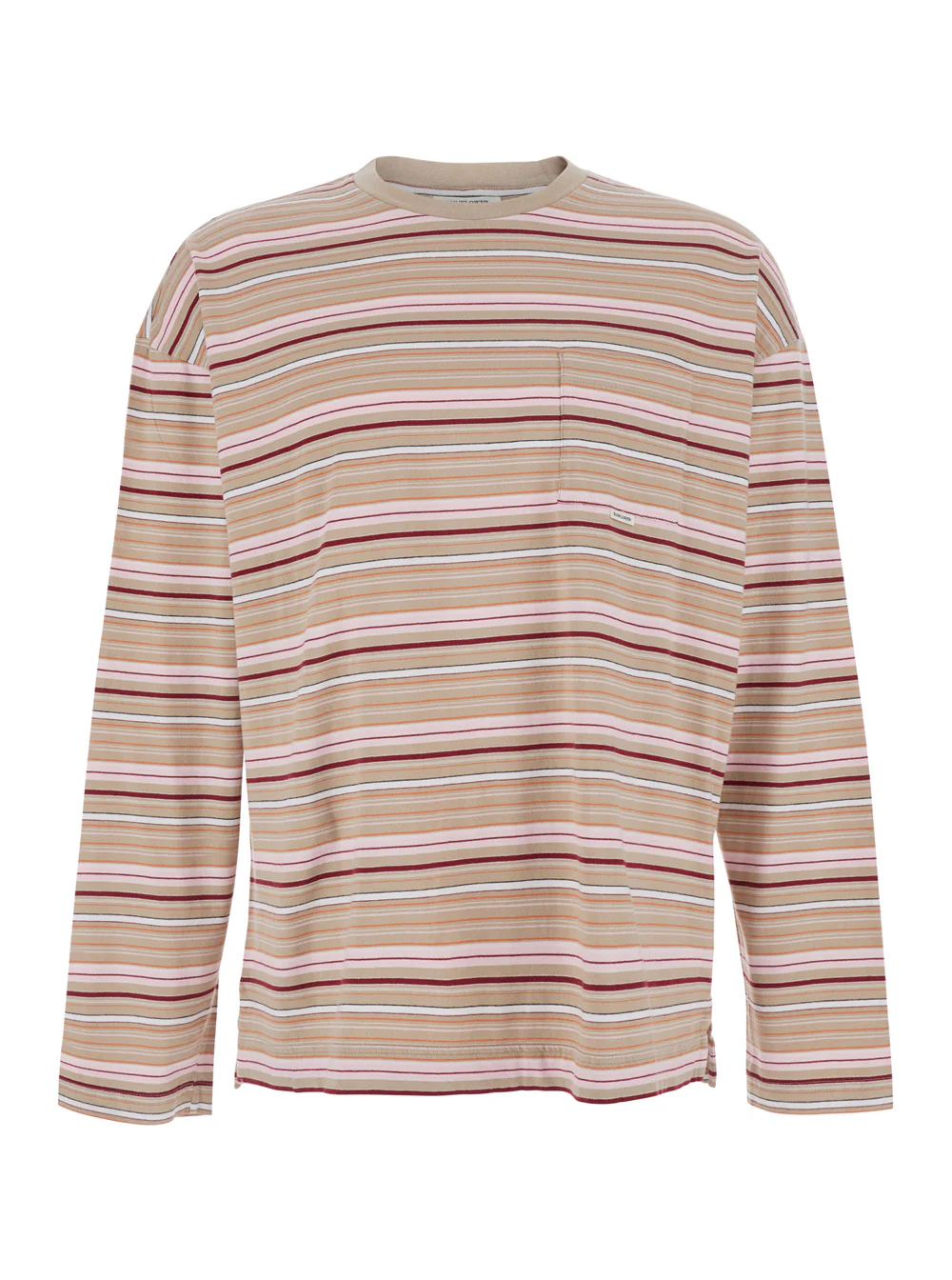 Sunflower T-Shirt Stripe Ls Pocket With And Long Sleeves Beige Cotton Unisex Jersey