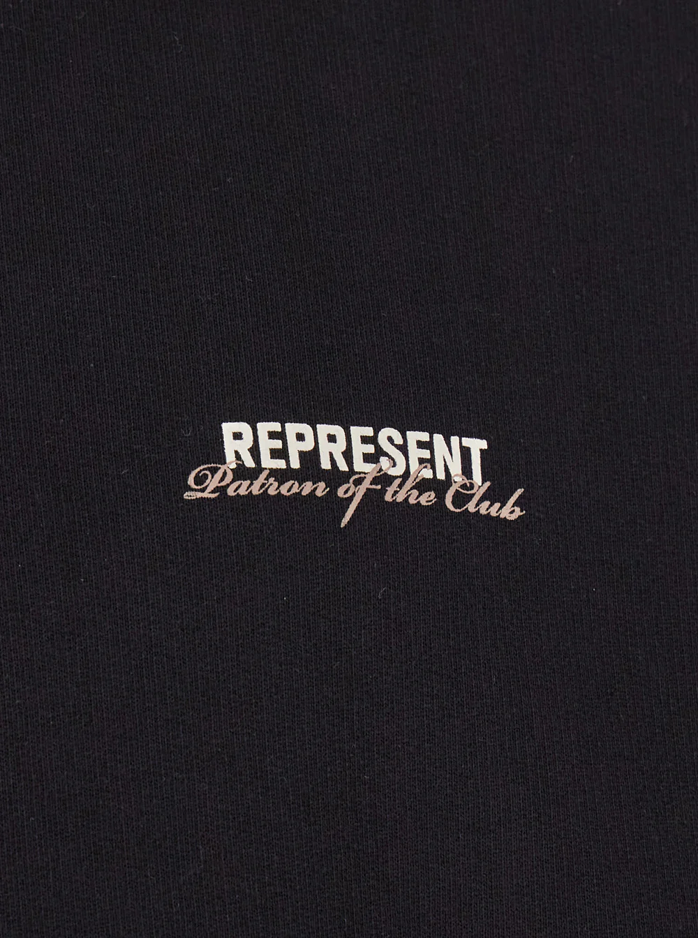 Represent Hoodie Patron of The Club with Front and Back Logo Print in Black Cotton for Men Sweatshirts