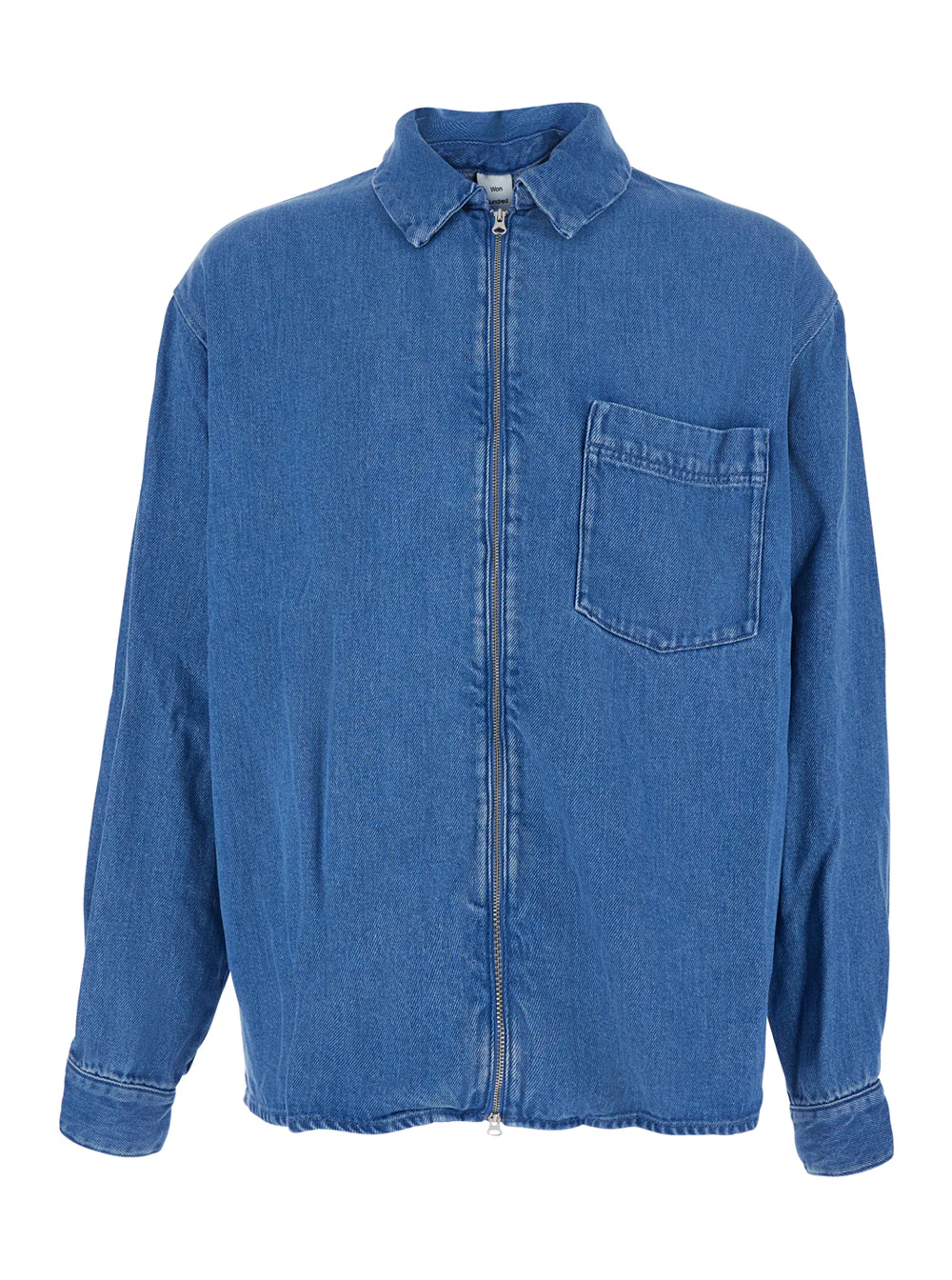 Won Hundred Shirt ZAYNE DENIM ZIP Blue with Front in Tencel Men Blu And Blouses