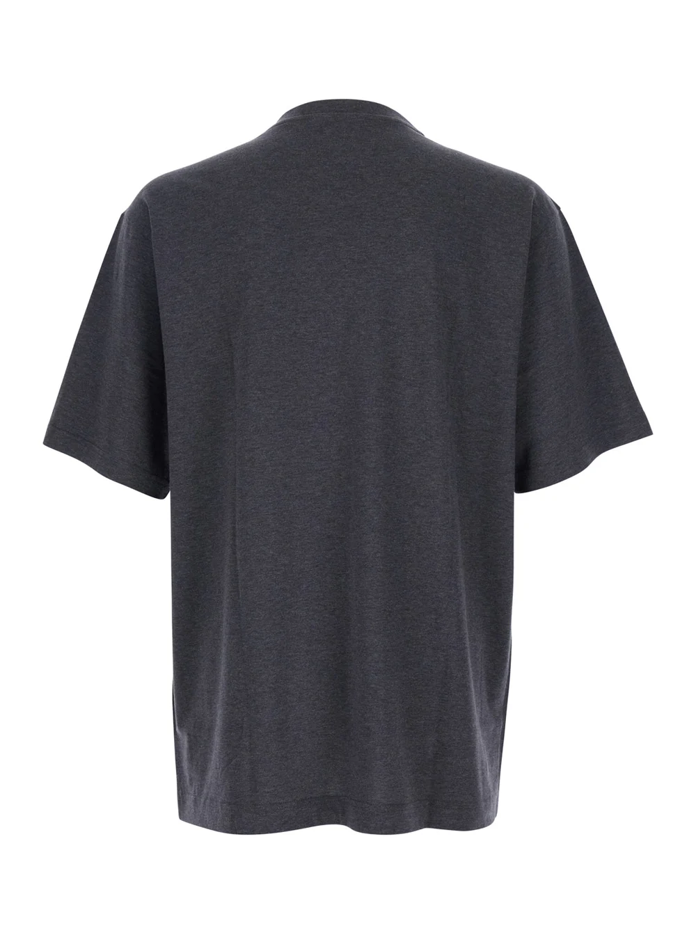 Dolce & Gabbana Grey Crewneck T-Shirt with Logo Print on the Front in Cotton Man Tshirts And Polo Shirts