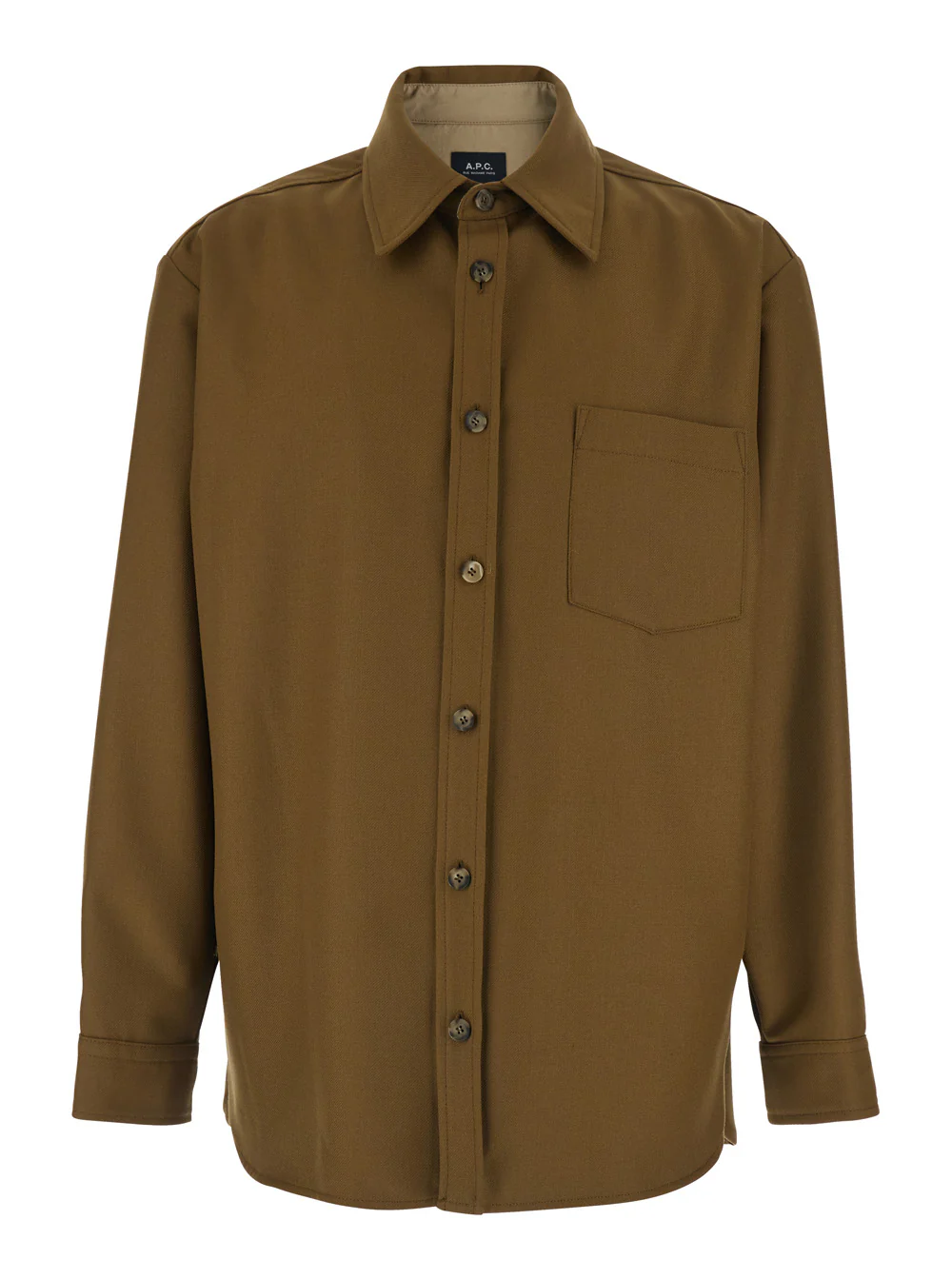 A.P.C. Brown Jacket with Classic Collar and Button Cuffs in Wool Blend Men Polyester Virgin Outerwear