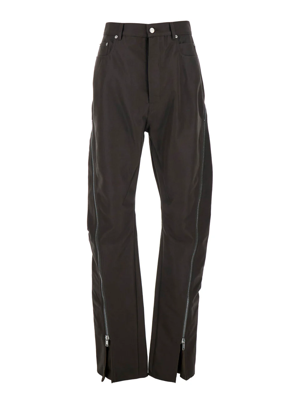 Rick Owens Bolan Banana Pants with Zip Details in Brown Stretch Cotton for Men Nylon Trousers