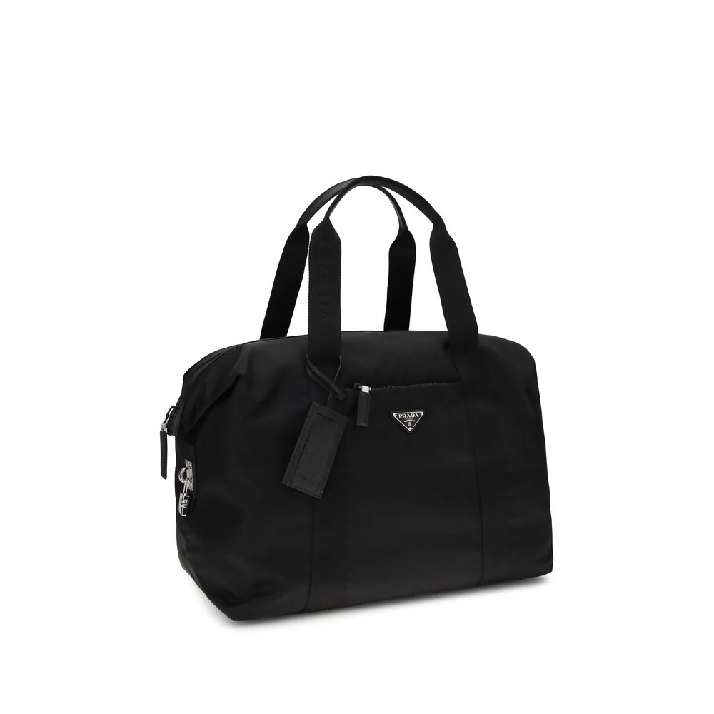 Prada Black Recycled Polyamide Luggage And Travel Bag