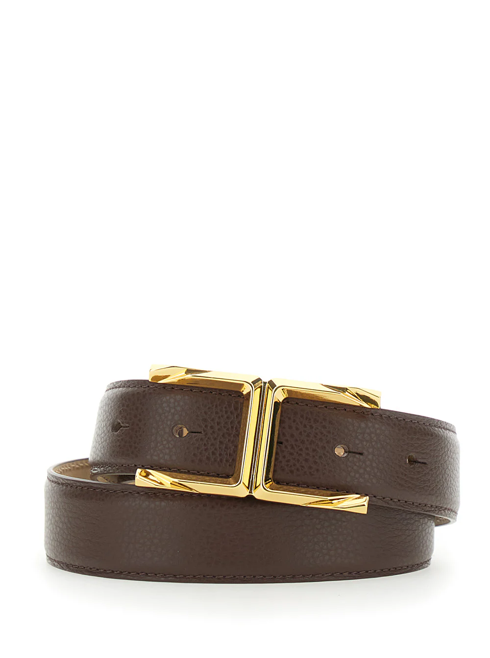 Elisabetta Franchi Belt Ct88s62e2644 Brown With Metal Details Leather Women