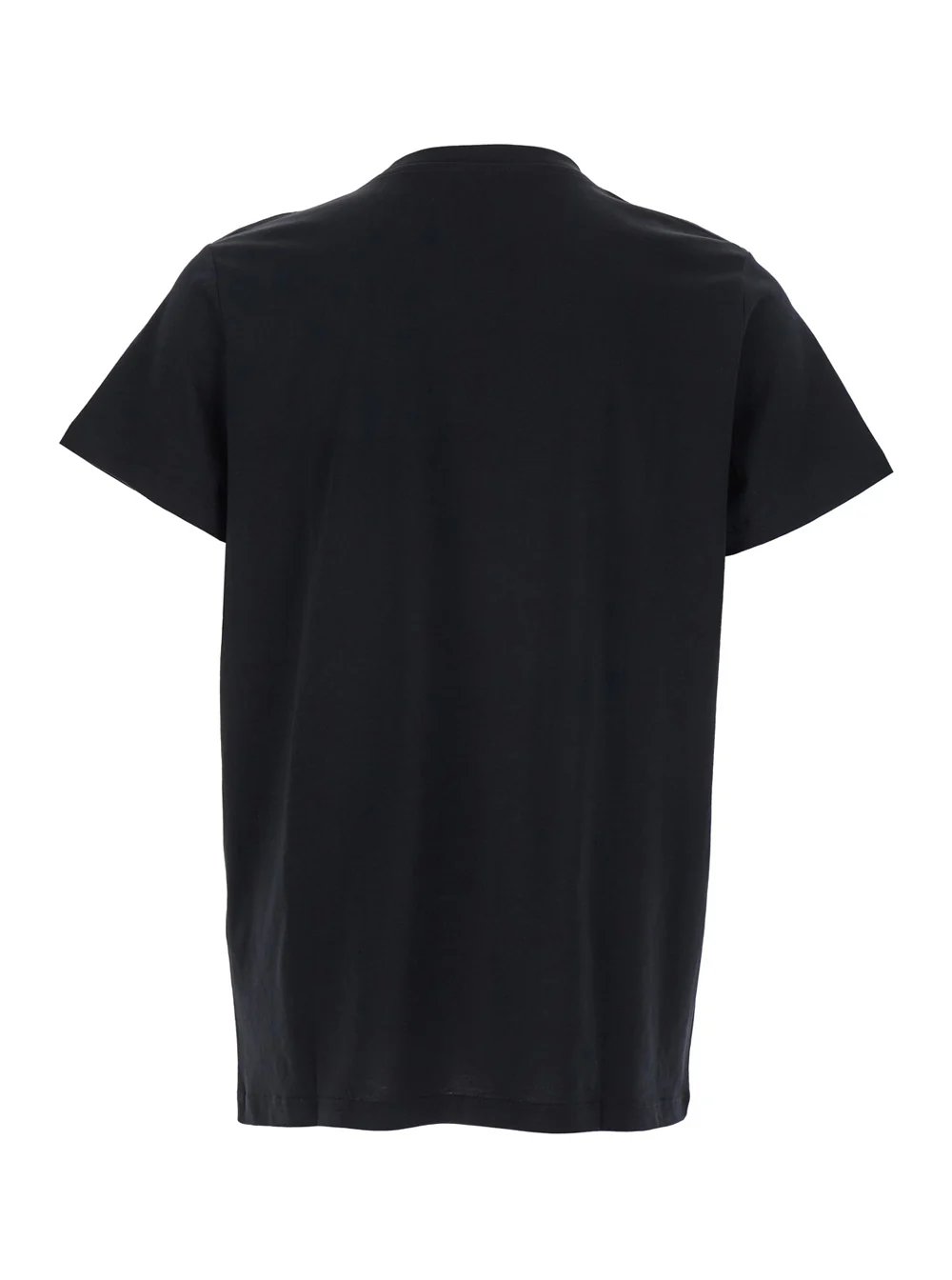 Balmain Black Crewneck T-Shirt with Logo Print on the Front in Cotton Man Tshirts And Polo Shirts