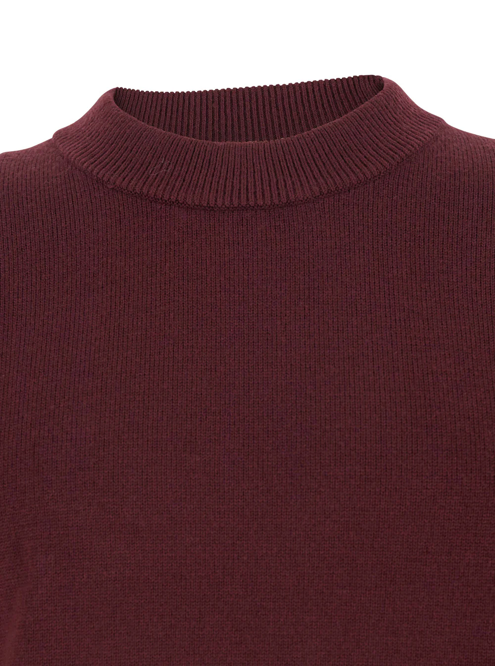 Sunflower Bordeaux Crew Neck Sweater with Dropped Shoulder in Wool Blend Man Jersey