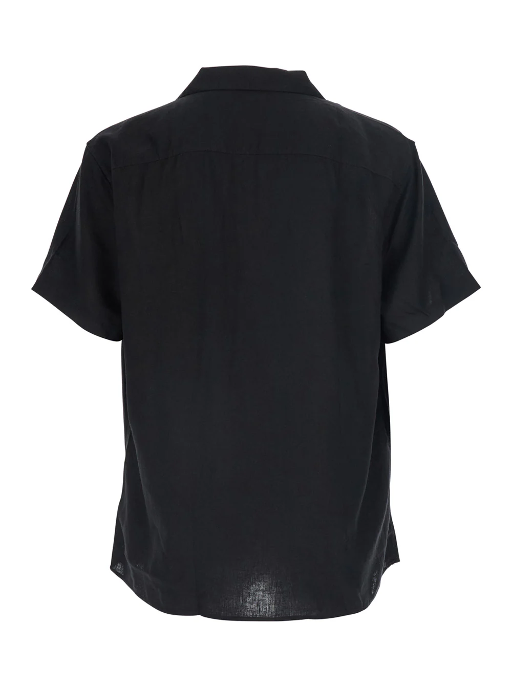Calvin Klein Shirt SS CAMP COLLAR SOLID LINEN CLASS Black with and Long Sleeves in Women Lyocell Blouses