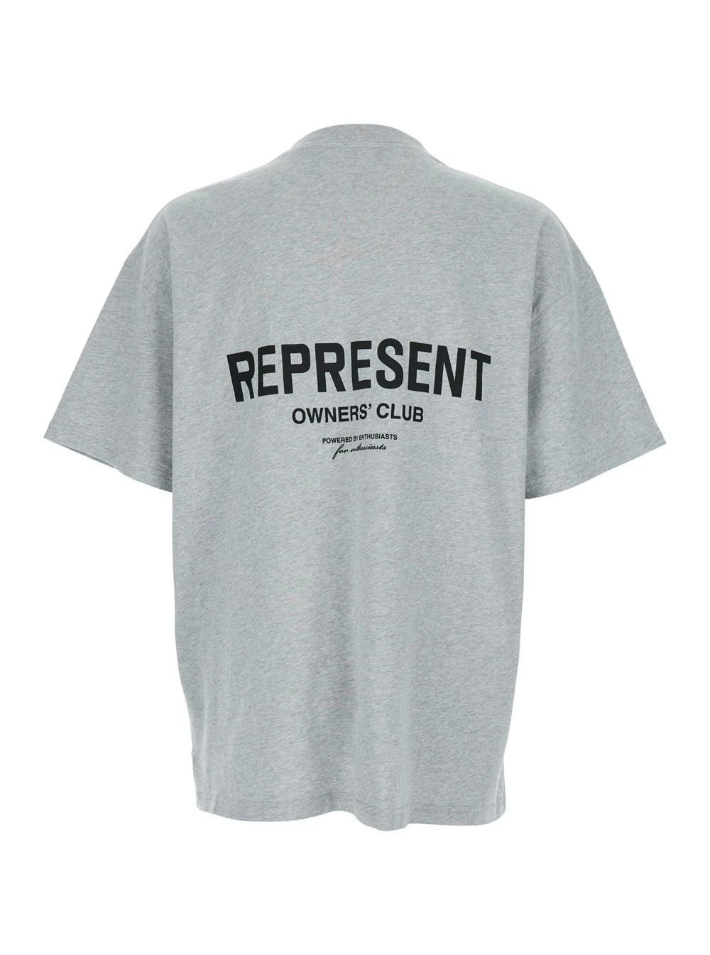 Represent Gray T-Shirt with Logo on the Front and Maxi Back in Cotton for Men Grey Tshirts Polo Shirts