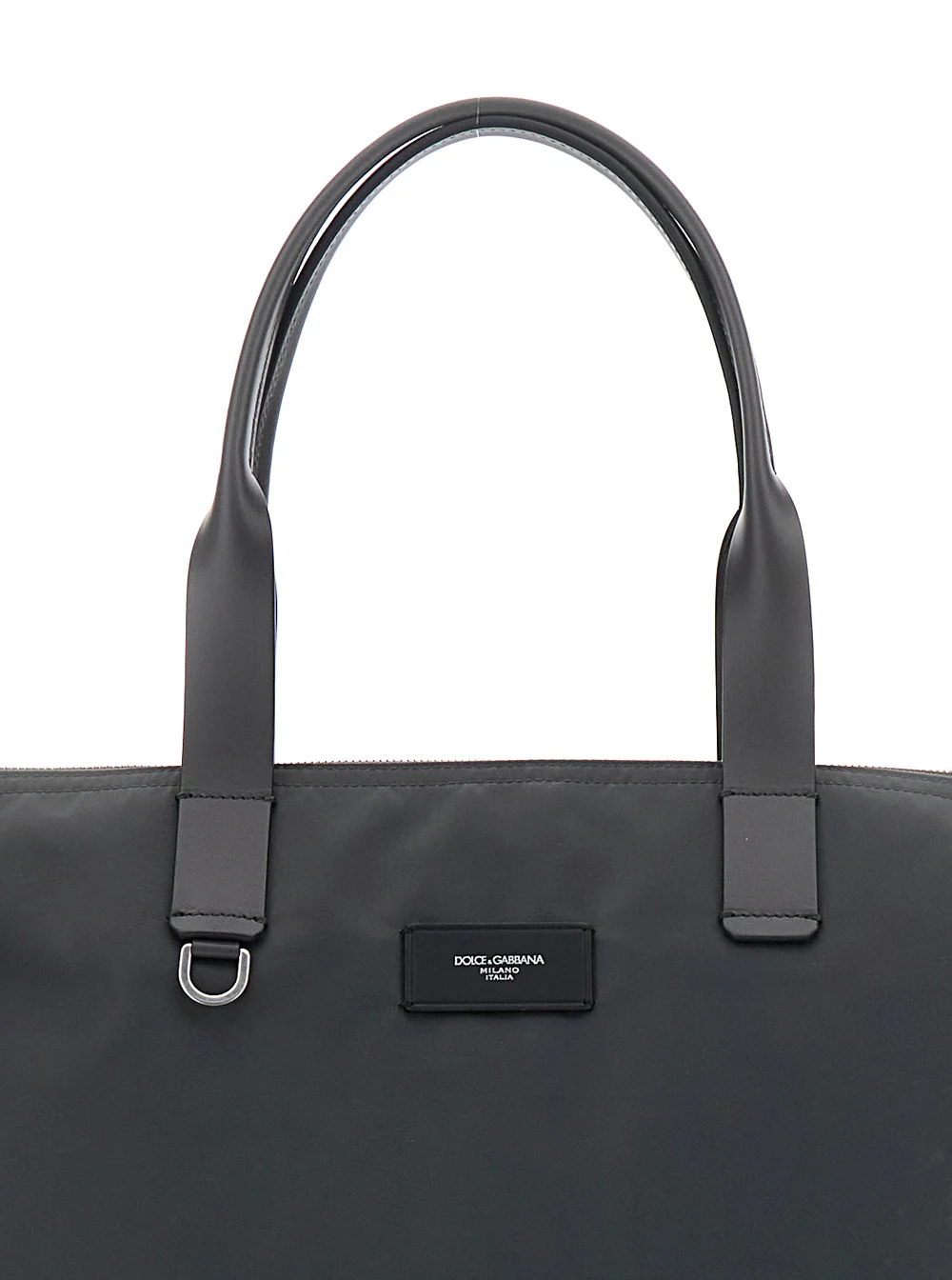 Dolce & Gabbana Grey Tote Bag with Two Top Handles and Logo Plaque on the Front in Tech Fabric Man Polyamide Acrylic Viscose