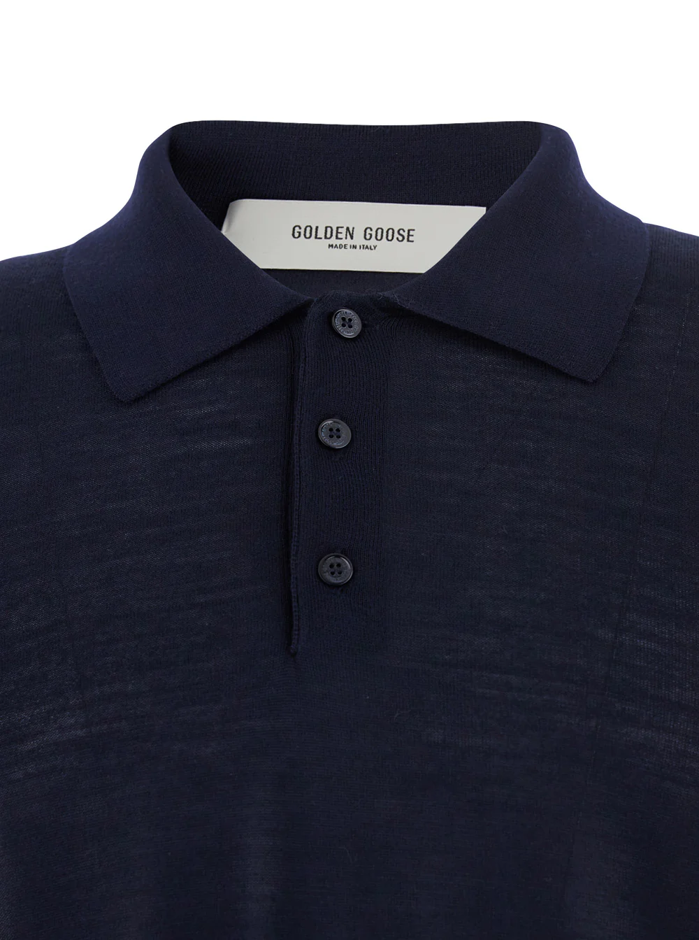Golden Goose Blue Polo Shirt with Classic Collar and Short Sleeves in Wool Man Blu Virgin Tshirts