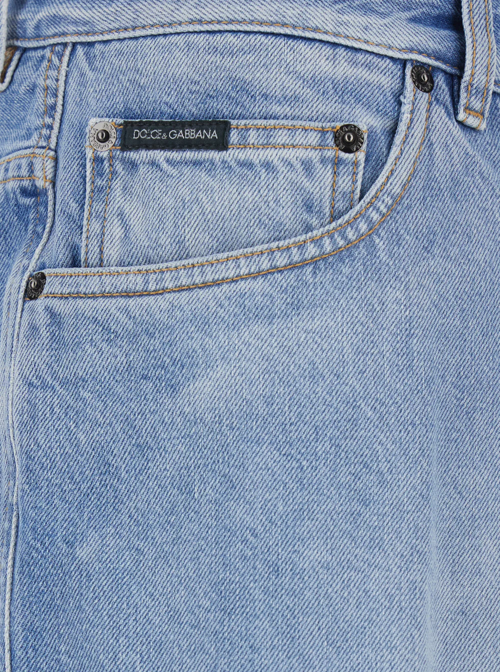 Dolce & Gabbana Blue Five-pocket Bermuda with metallic logo patch on the back in denim for men Light Cotton Shorts And