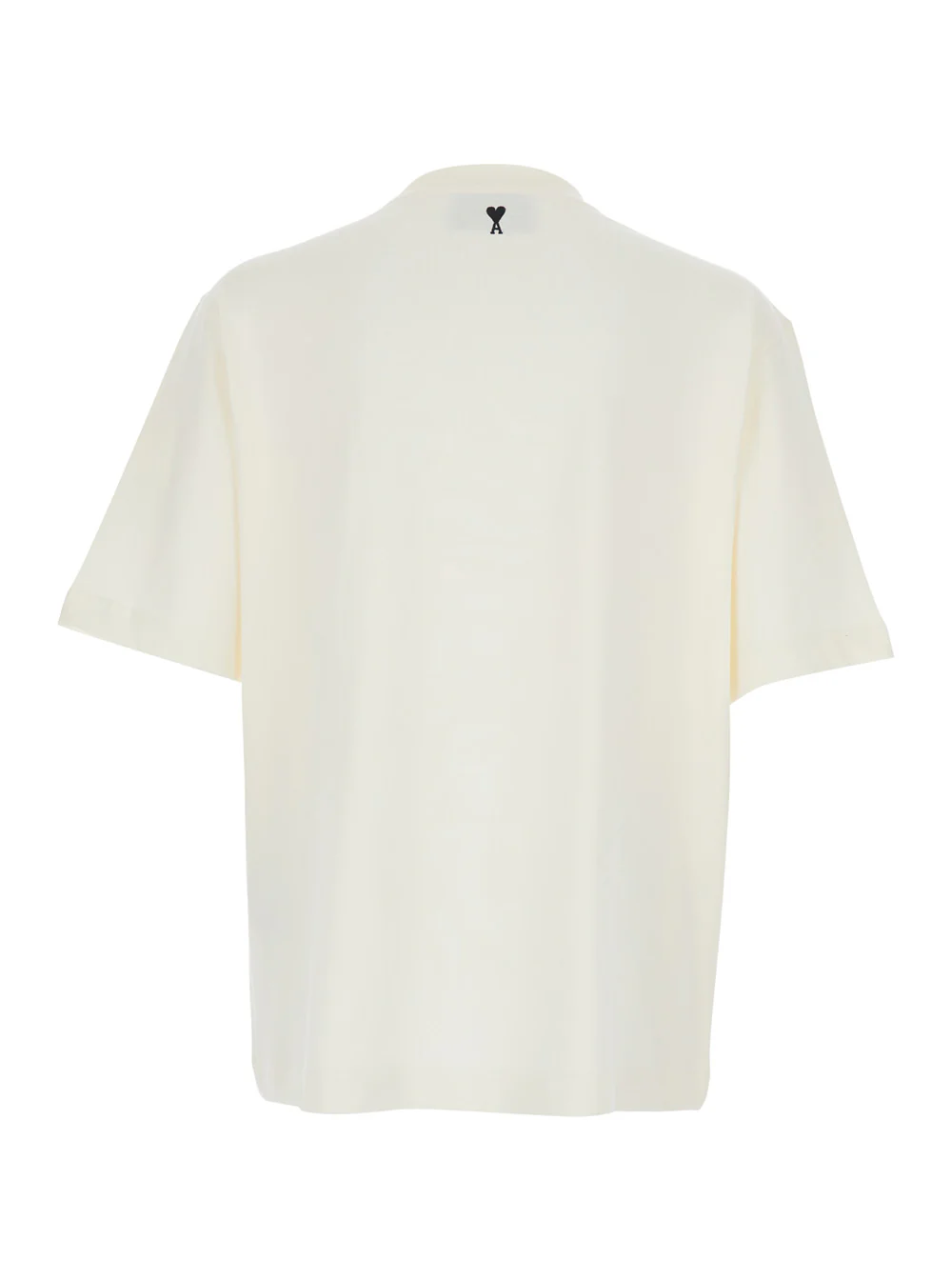 AMI Paris White T-Shirt With Maxi Logo Print On The Front Cotton For Men Tshirts And Polo Shirts