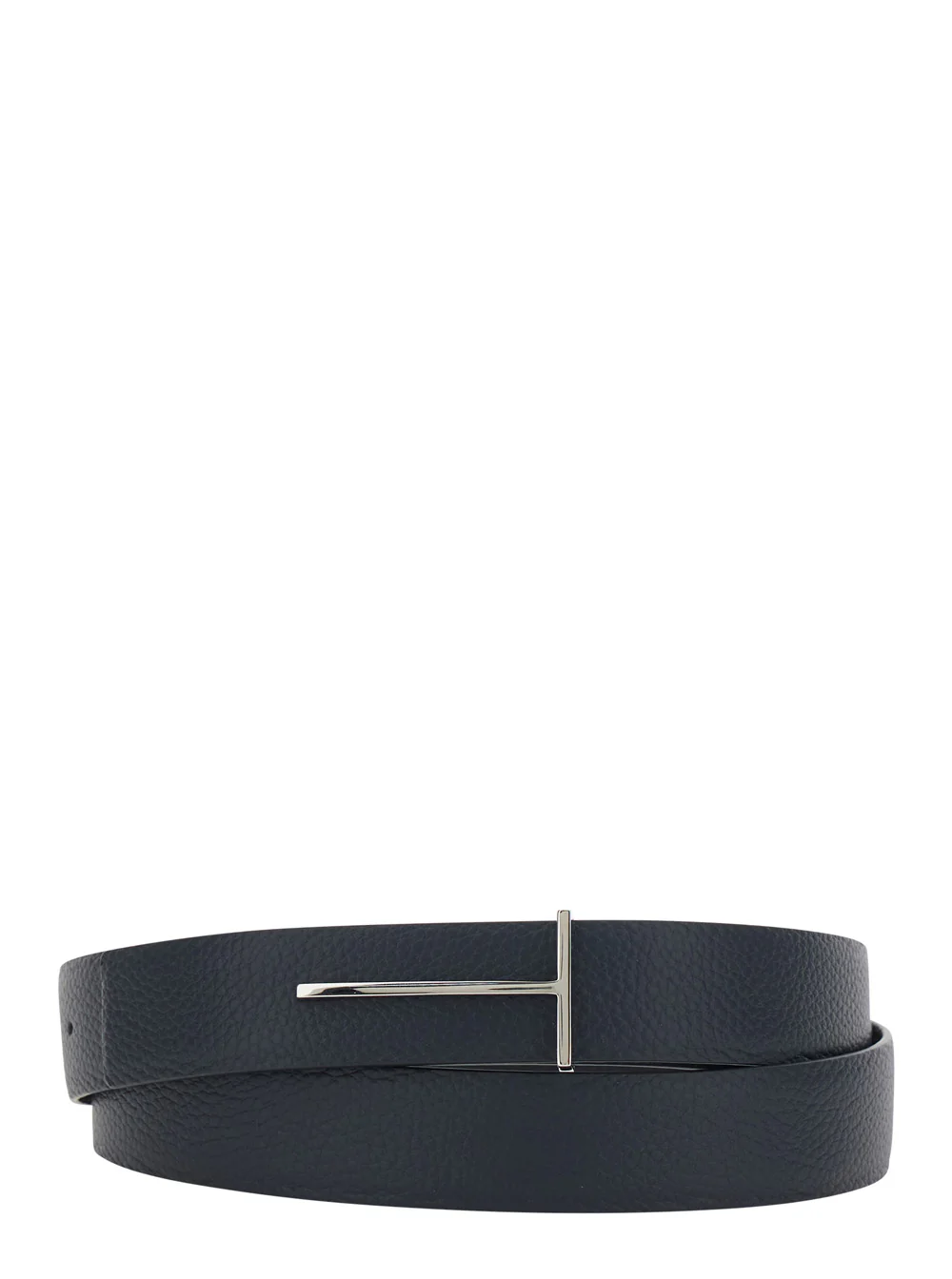 Tom Ford Blue Belt with T Buckle Closure on the Front in Grained Leather for Men Blu Calf