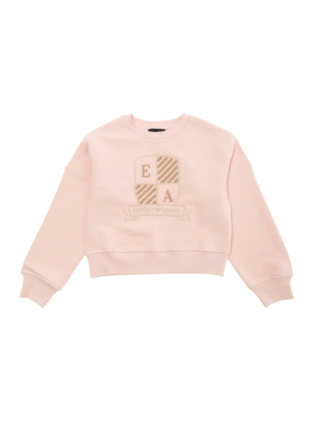 Emporio Armani Kids Pink Sweatshirt With Jacquard Crest Cotton Girl Polyester Sweatshirts