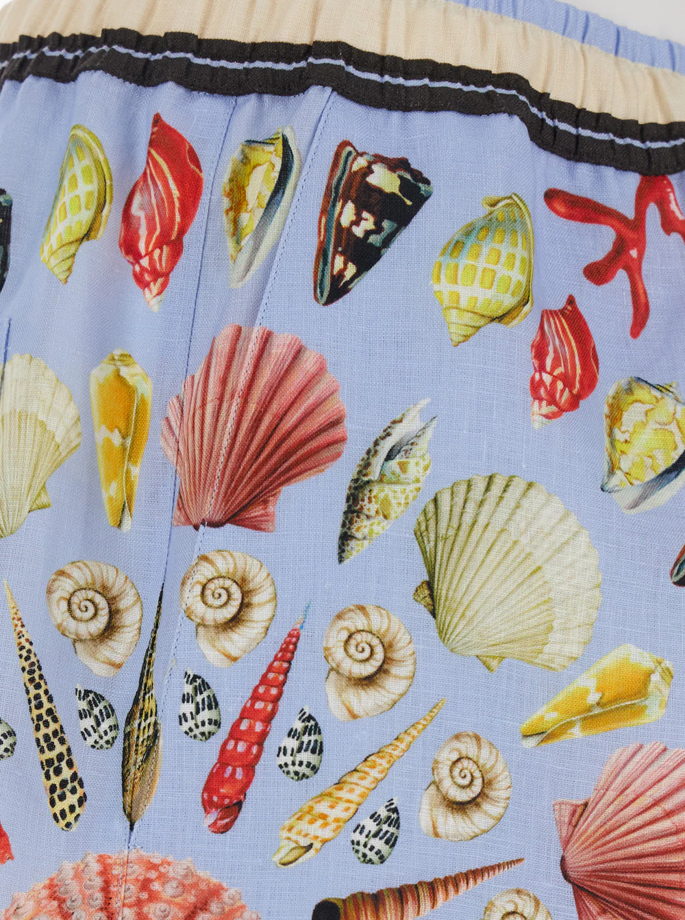Dolce & Gabbana Multicolor Shorts with Elastic Drawstring and All-Over Print in Linen Man Light Blue Bermuda