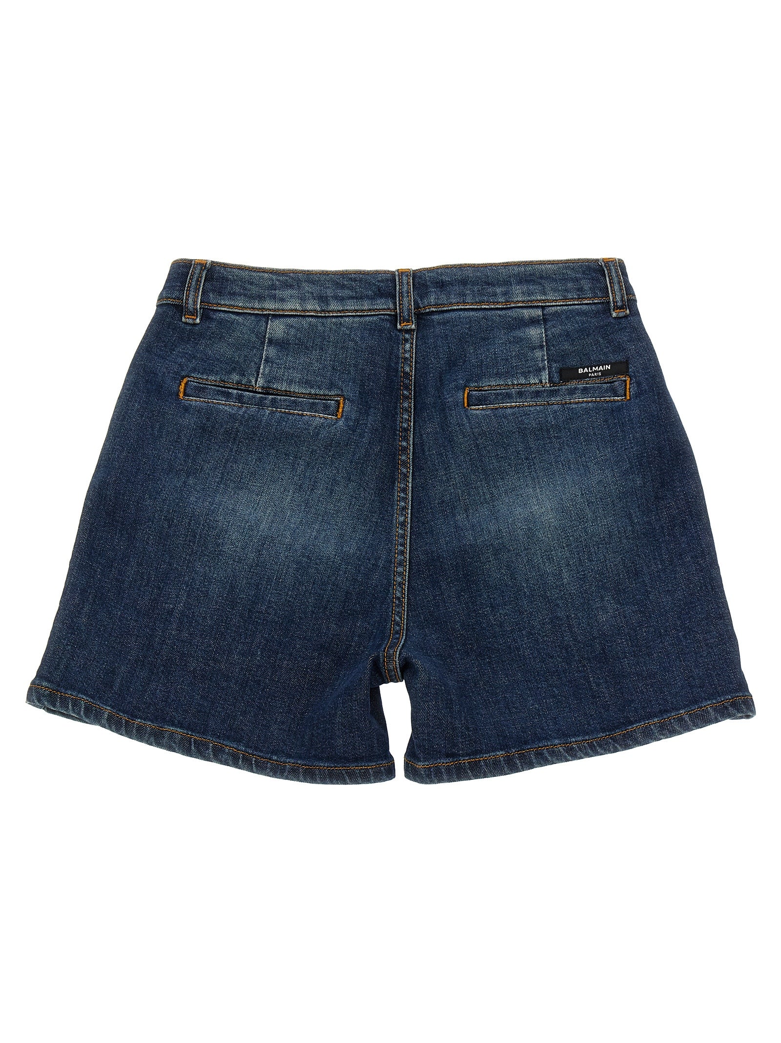 Balmain Kids Denim shorts Blue Cotton Bermuda