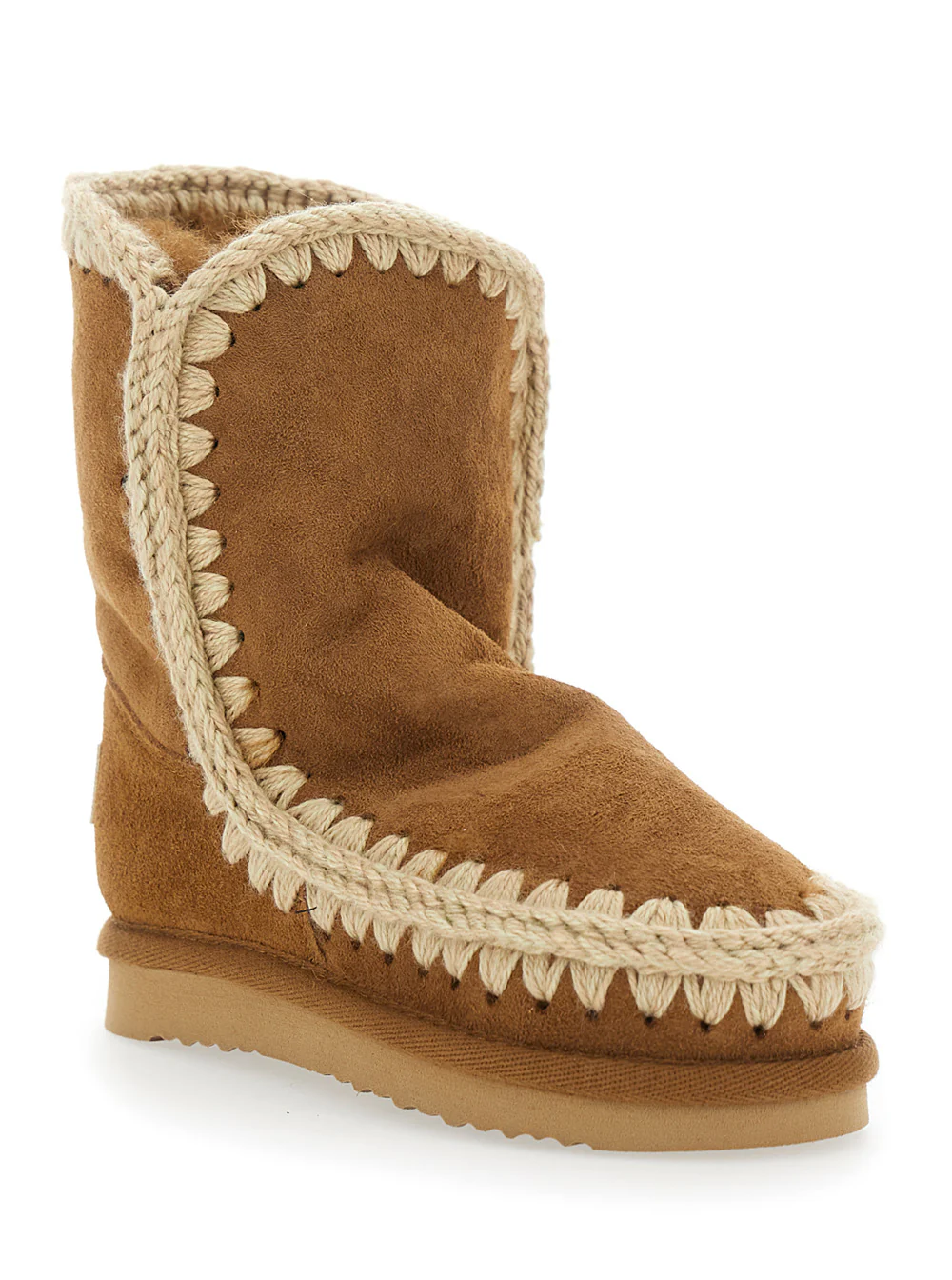 Mou Kids Eskino Beige Ankle Boots in Patent Suede Girl Sheep