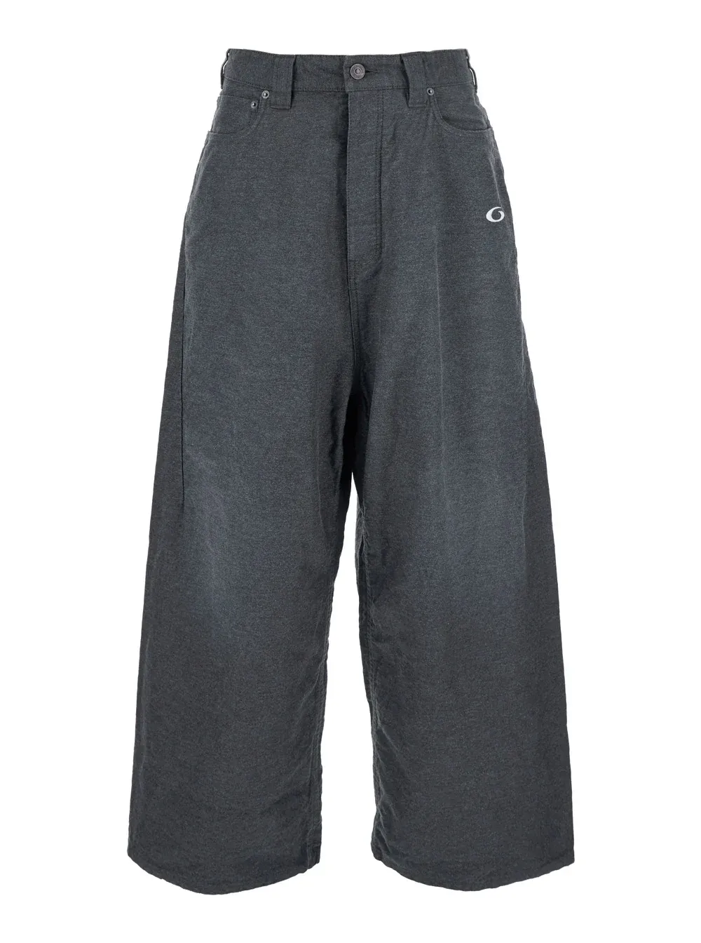 Balenciaga Grey Oversize Pants with Logo Detail on the Front and Patch Rear in Cotton Man Trousers