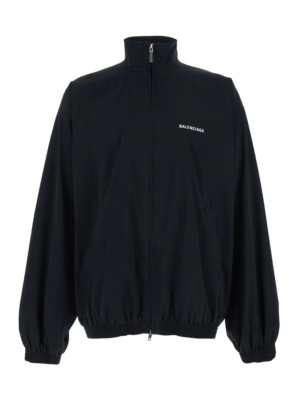 Balenciaga Black High Neck Sweatshirt with Logo Lettering on Front and Rear in Tech Fabric Man Polyester Sweatshirts