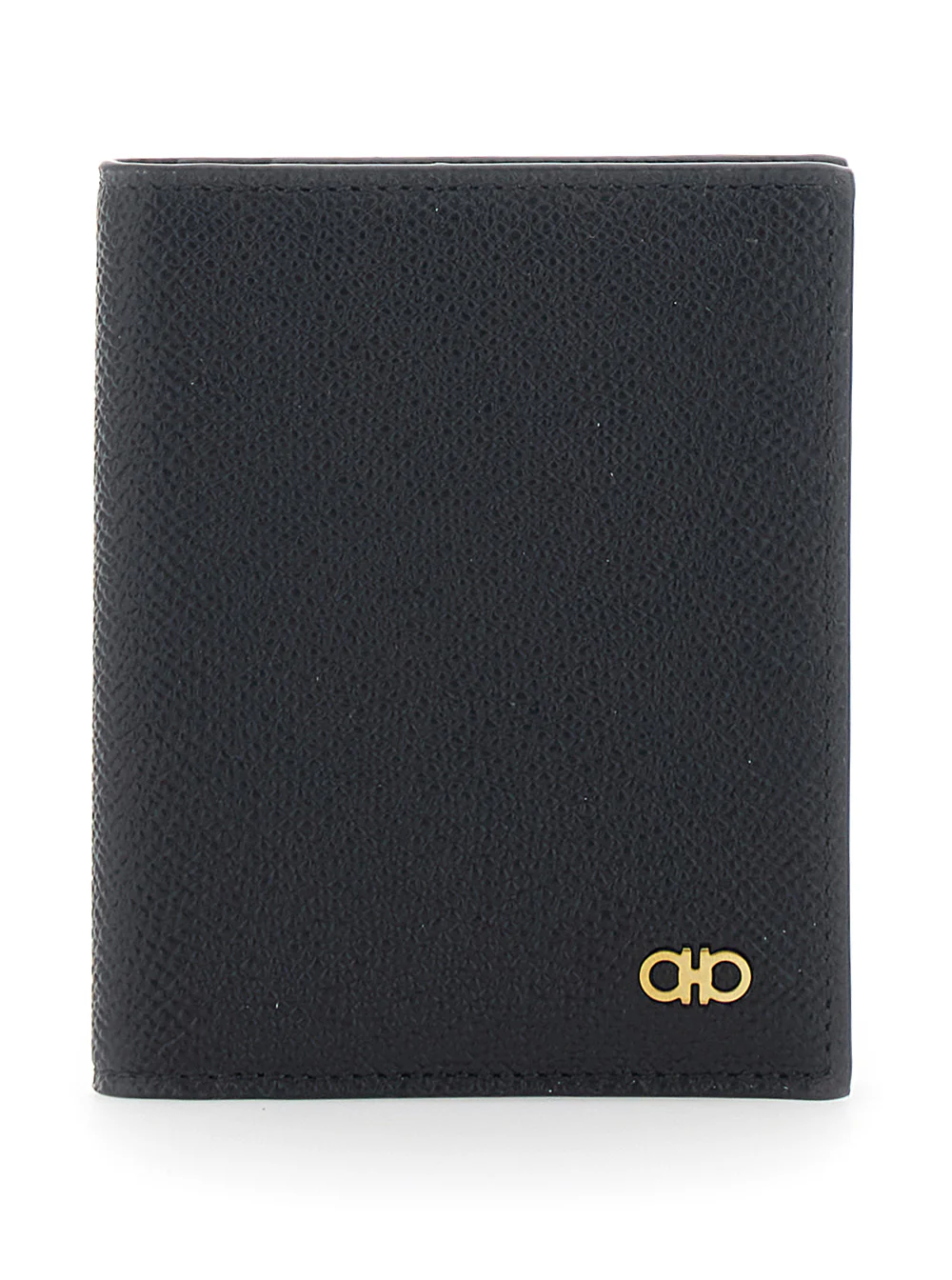 Ferragamo Micro Gancio Portacarte Flap Black Gold Calf Leather Products