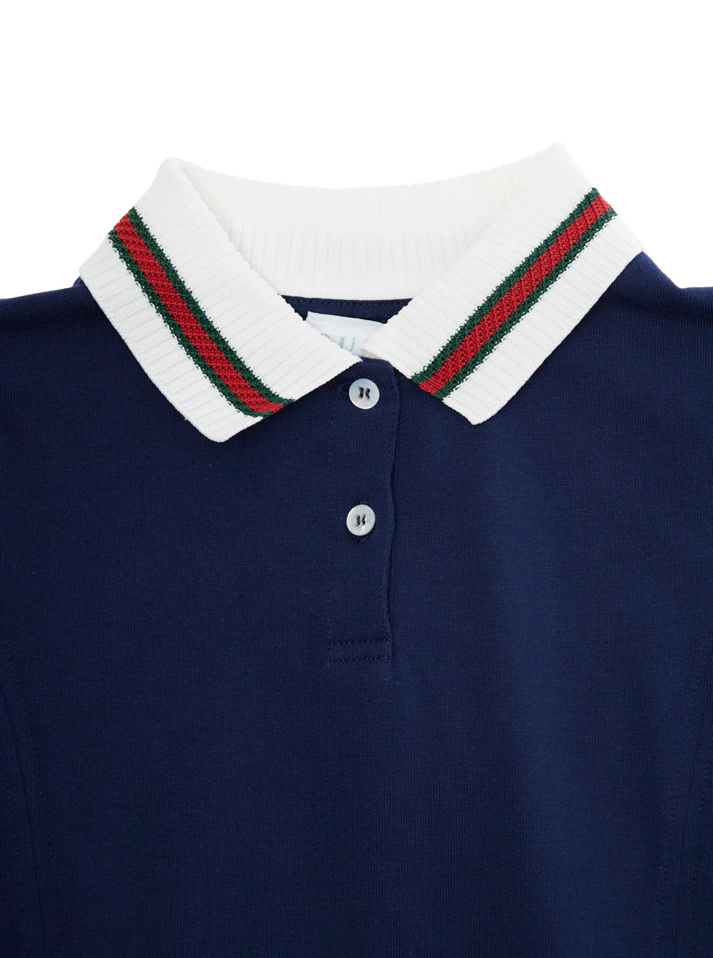 Gucci Kids Blue Dress with Peter Pan Collar and Web Detail in Cotton Baby Blu