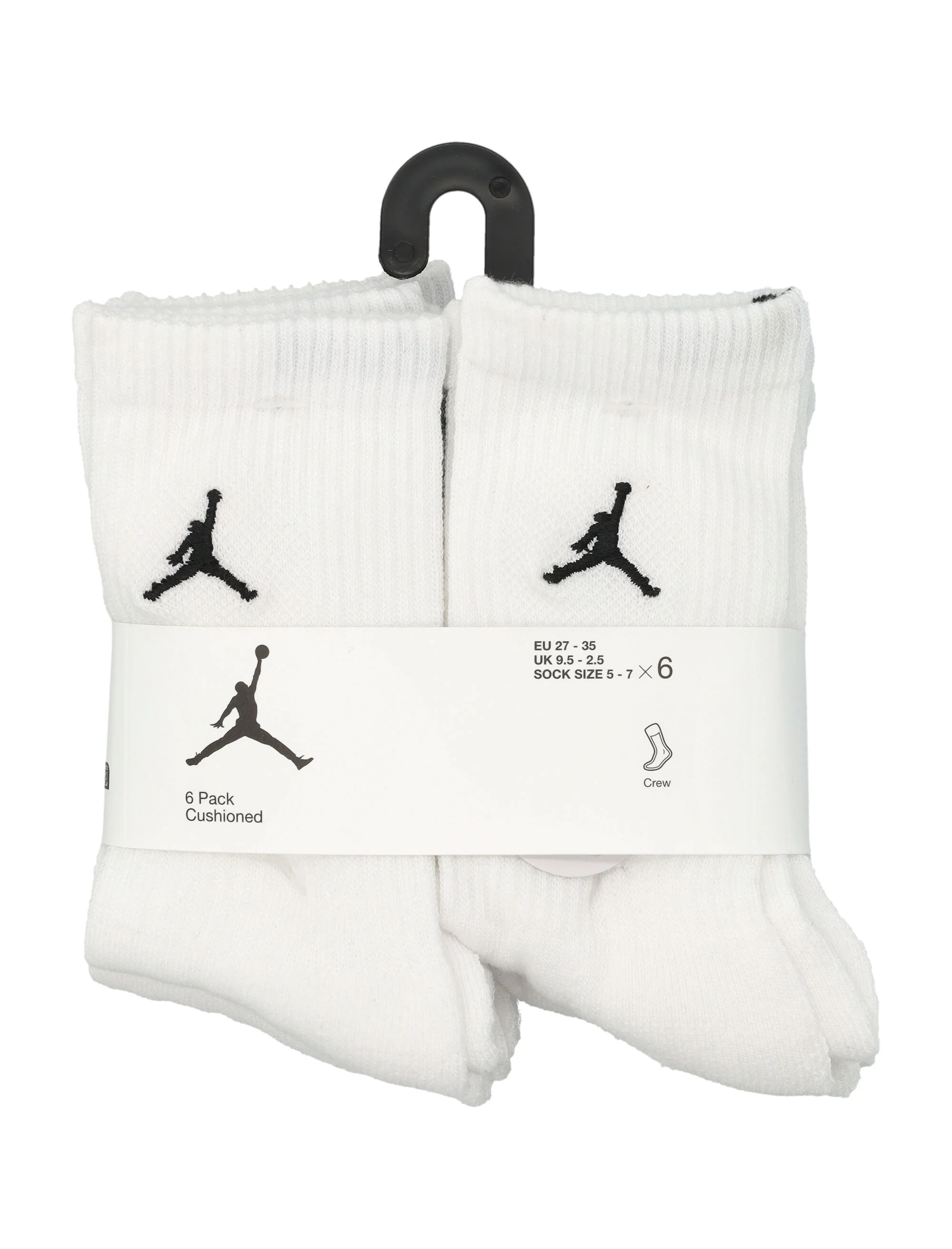 Nike Jordan Jordan Everyday Essentials Kids Crew Socks 6-Pack White Polyester