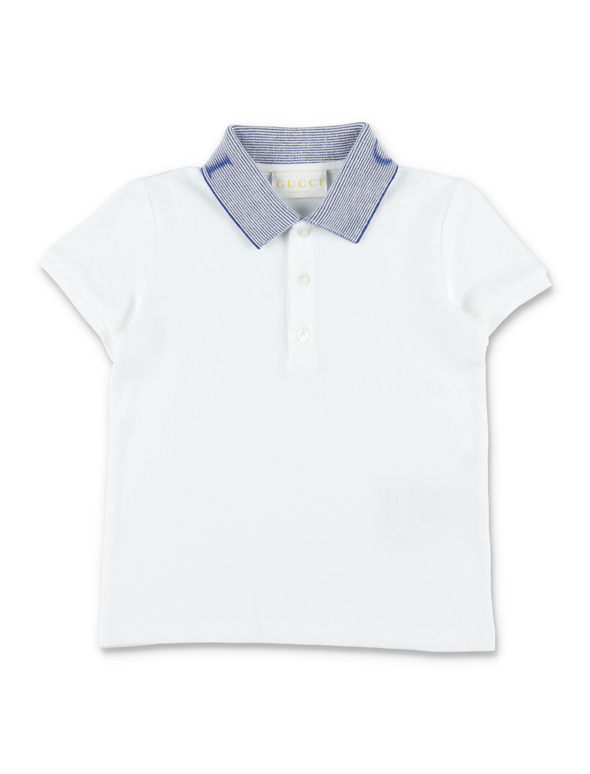 Gucci Baby Cotton Polo Shirt Optical White/blue T-shirt