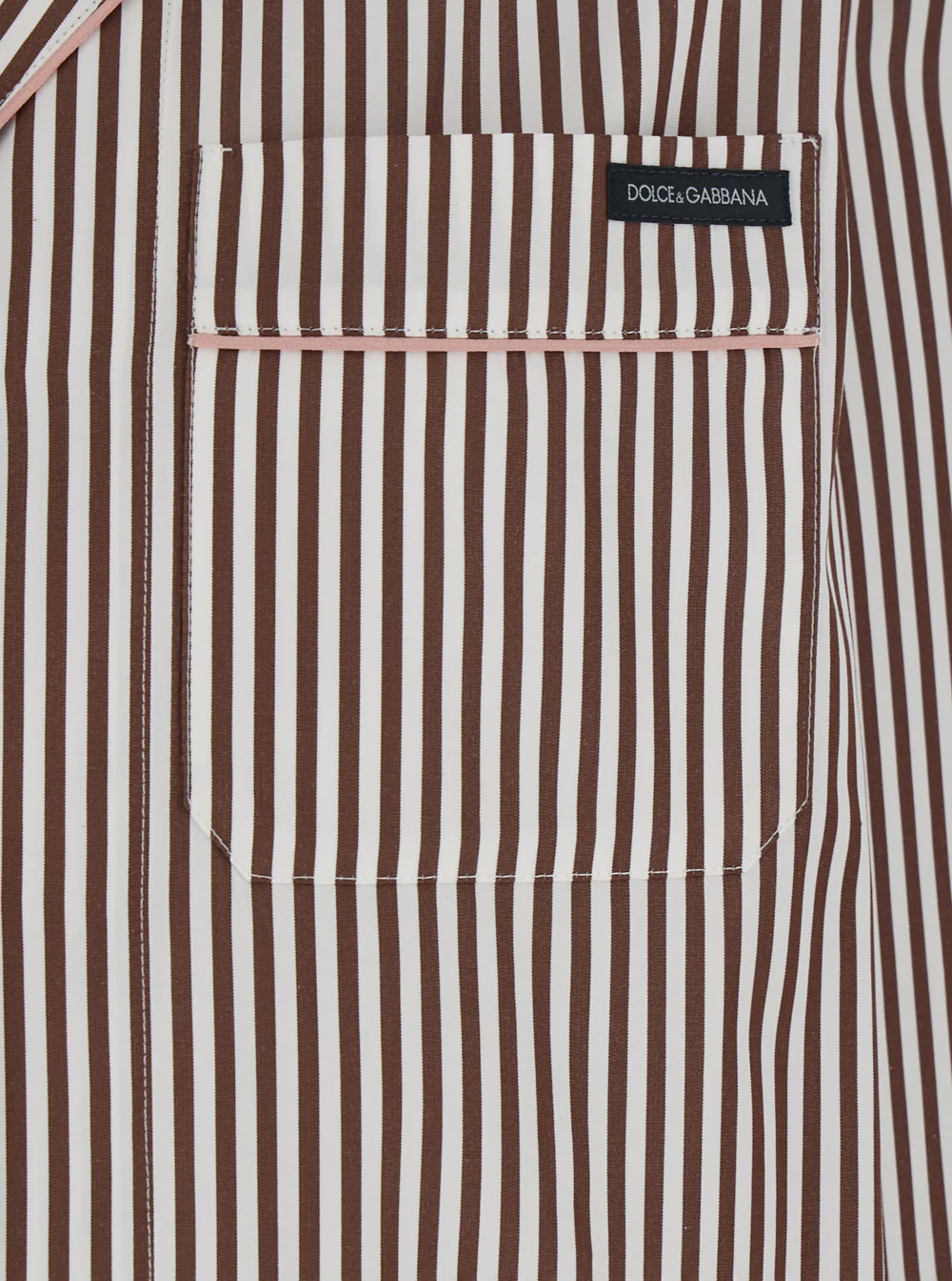 Dolce & Gabbana Brown Shirt with Notched Revers Collar and All-Over Stripes Motif in Cotton for Women Blouses