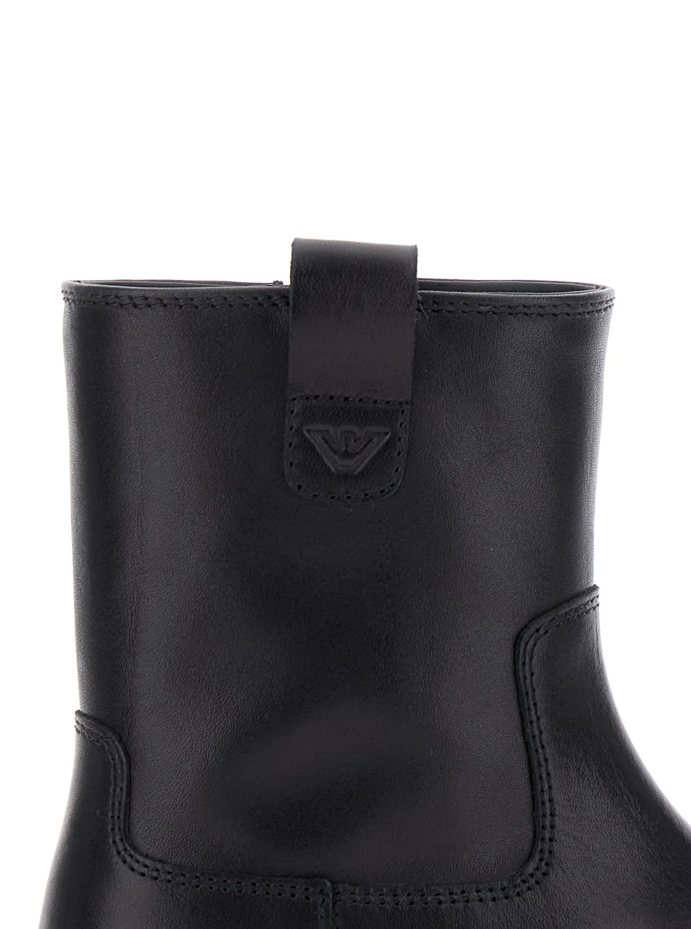 Emporio Armani Kids Black Boots with Logo Patch and Side Zip Closure in Leather Boy Calf
