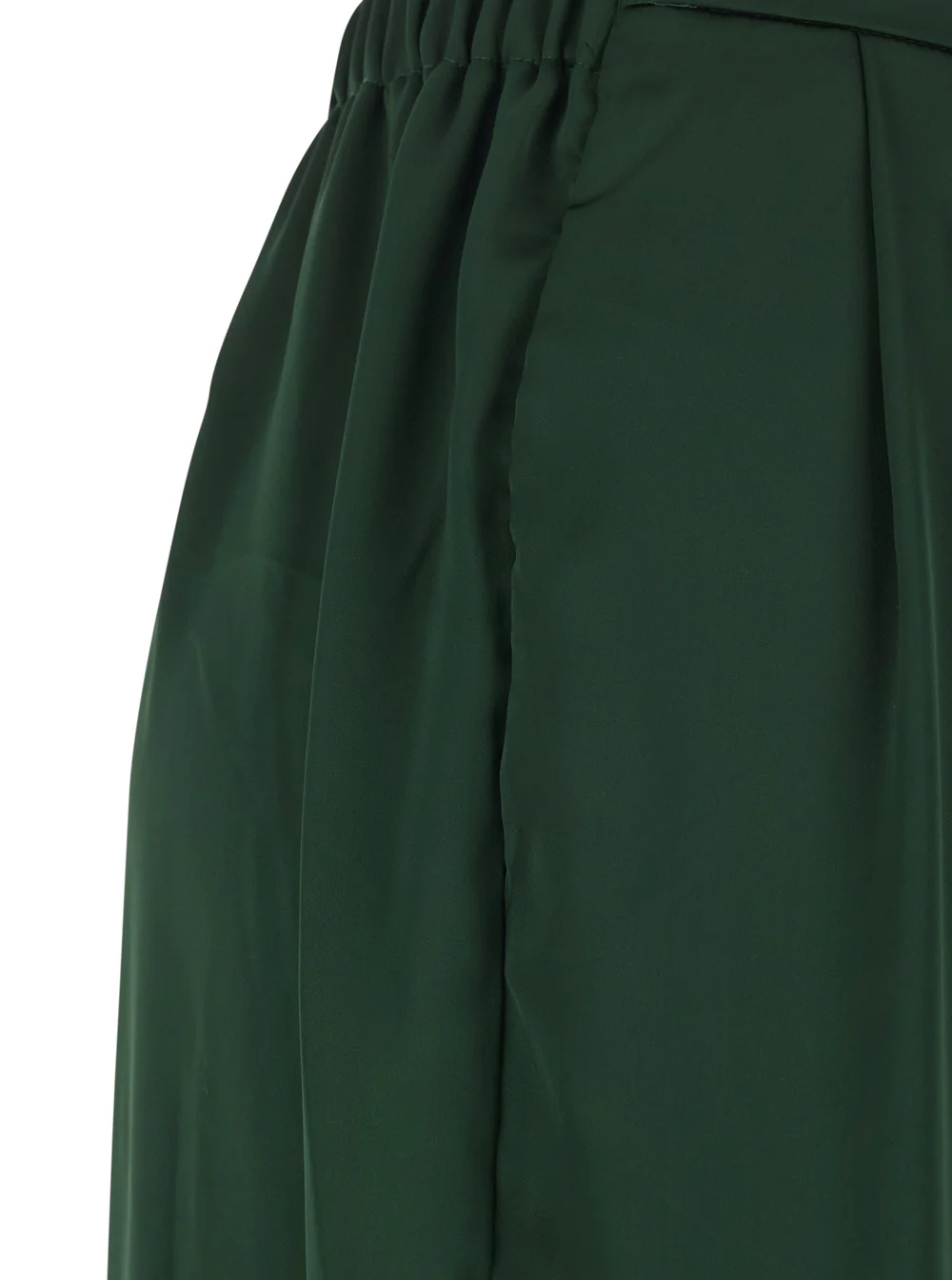 Norma Kamali High-Waisted Pants with Front Pleats and Wide Leg in Green Tech Fabric for Women Polyester Trousers
