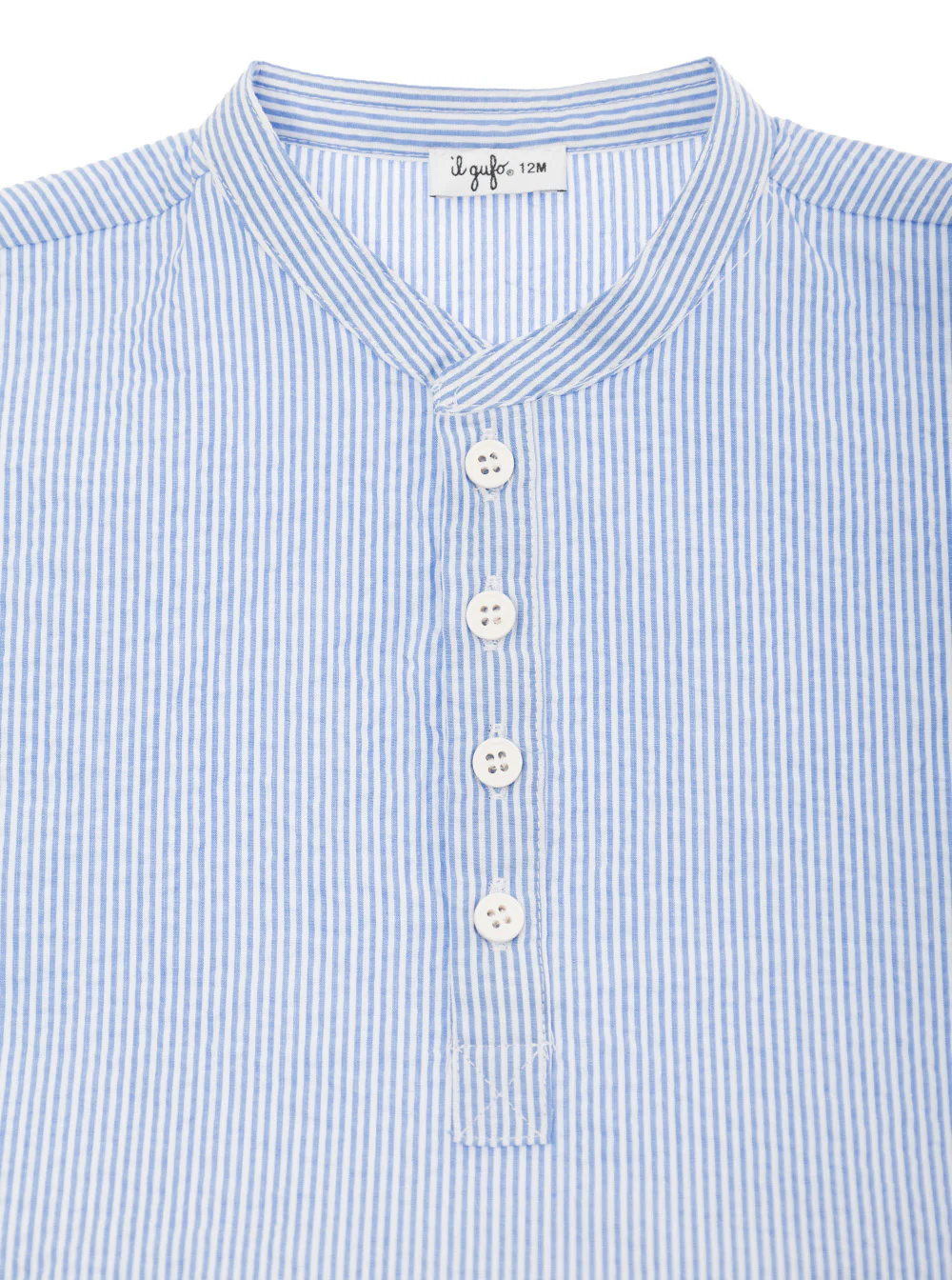 Il Gufo Kids Light Blue And White Shirt Pants Set Stretch Cotton Baby Elastane Suits