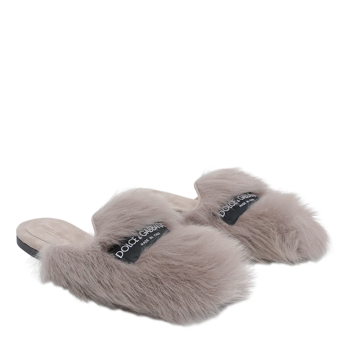 Dolce & Gabbana Sandals Grey Real Fur/rubber Sole