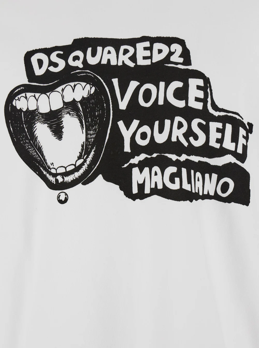 Dsquared2 D2 x Magliano White Hoodie with Drawstring Hood Maxi Print on the Front in Cotton Man Sweatshirts
