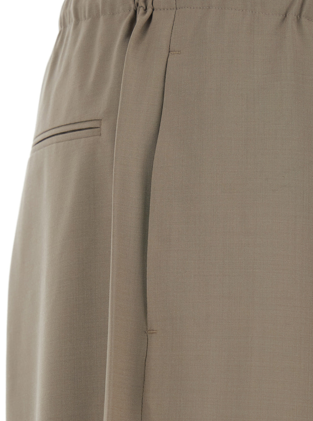 Tonywack Brown Drawstring Waist Wool Blend Trousers for Men Polyester Polyurethane
