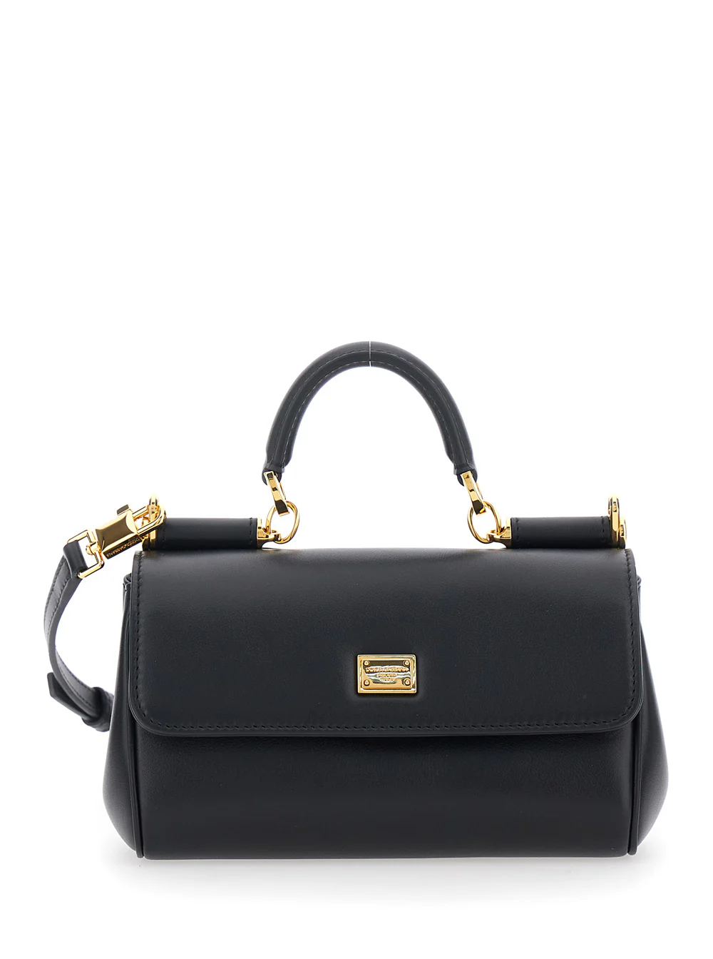 Dolce & Gabbana Black Crossbody bag My Sicily Mini with Adjustable and Removable Leather Strap for Women Cotton Calf
