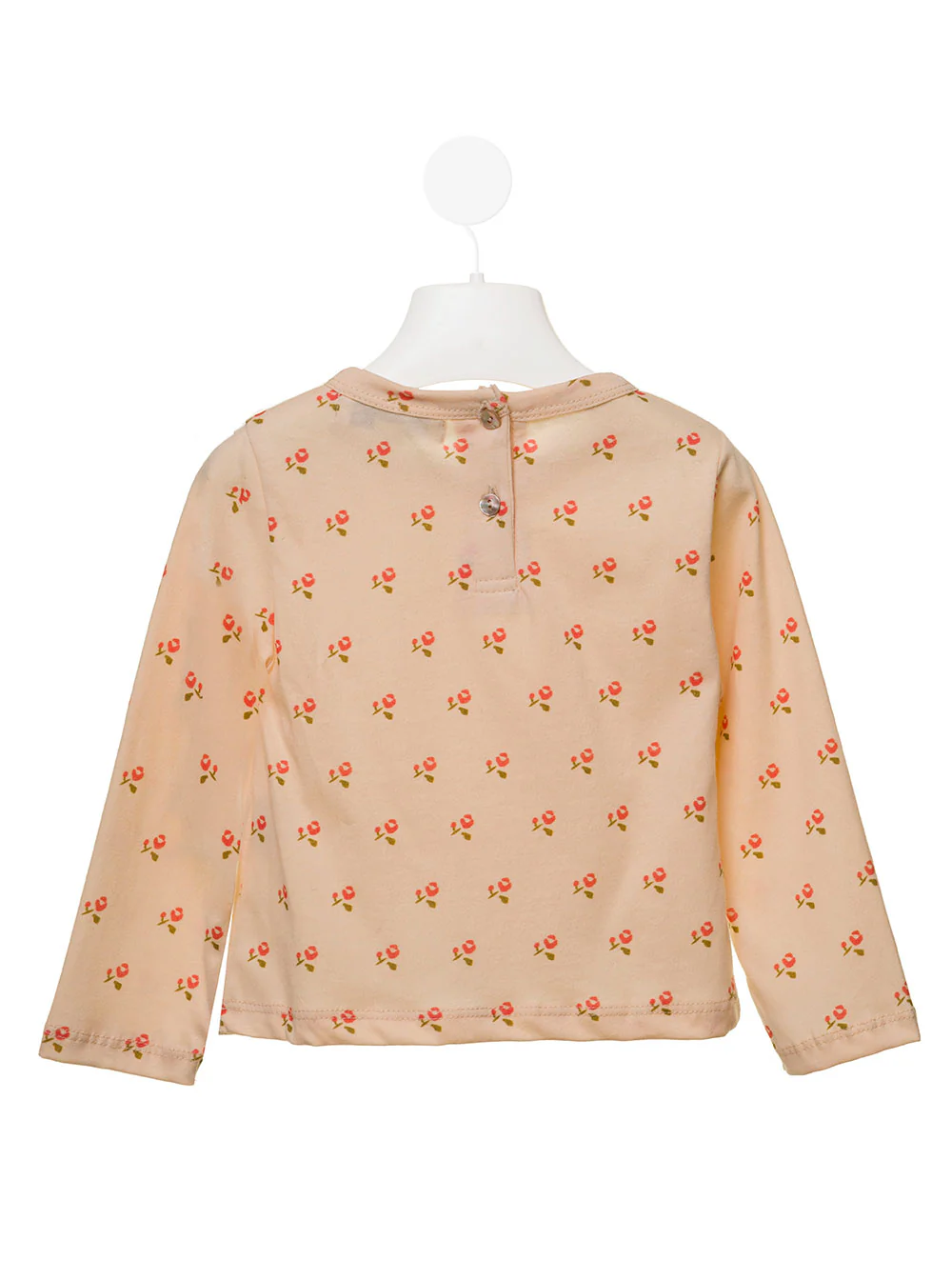 Emile Et Ida Kids Baby Girls Beige Sweater With Floral Print Cotton Jersey