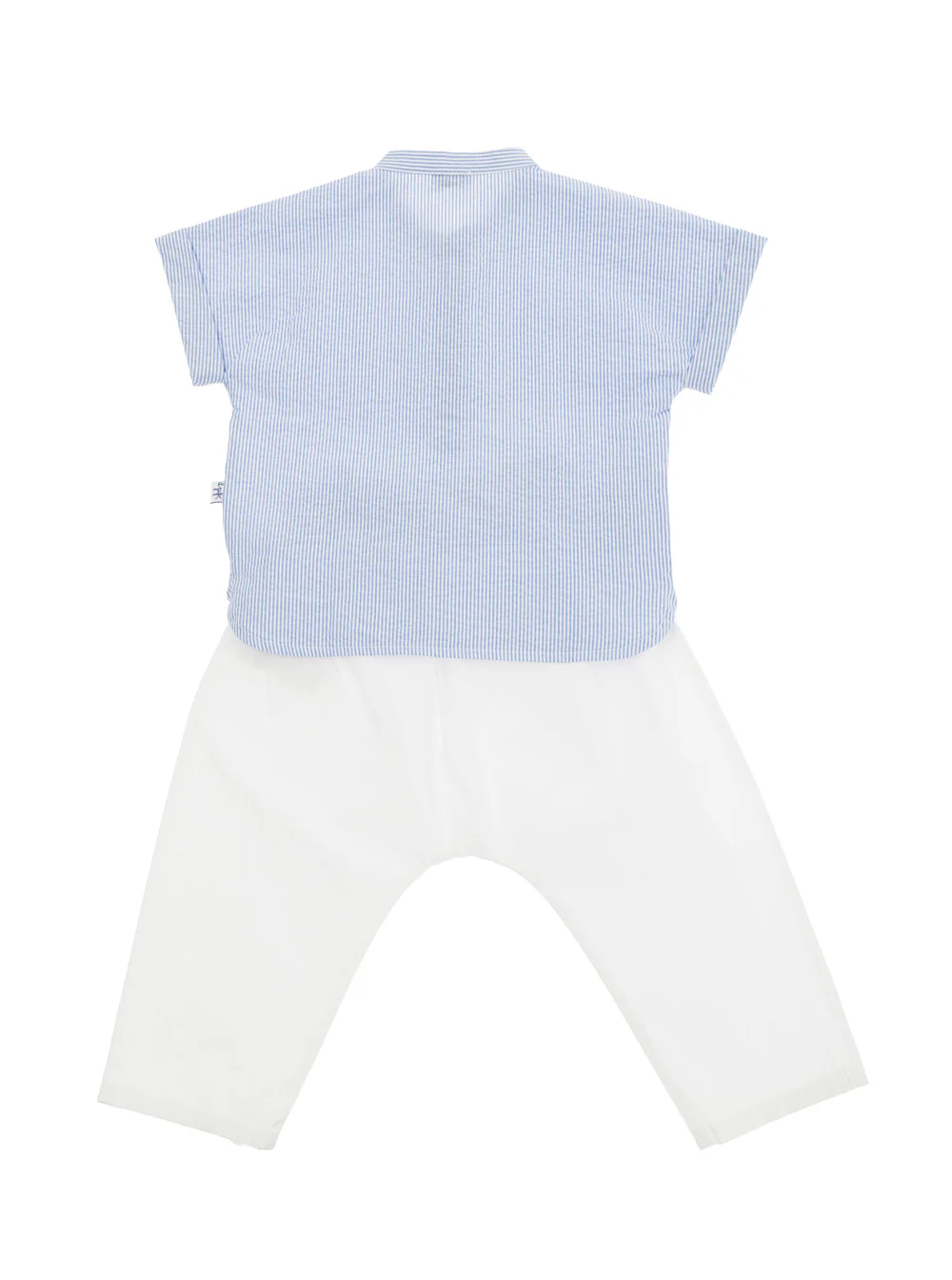 Il Gufo Kids Light Blue And White Shirt Pants Set Stretch Cotton Baby Elastane Suits