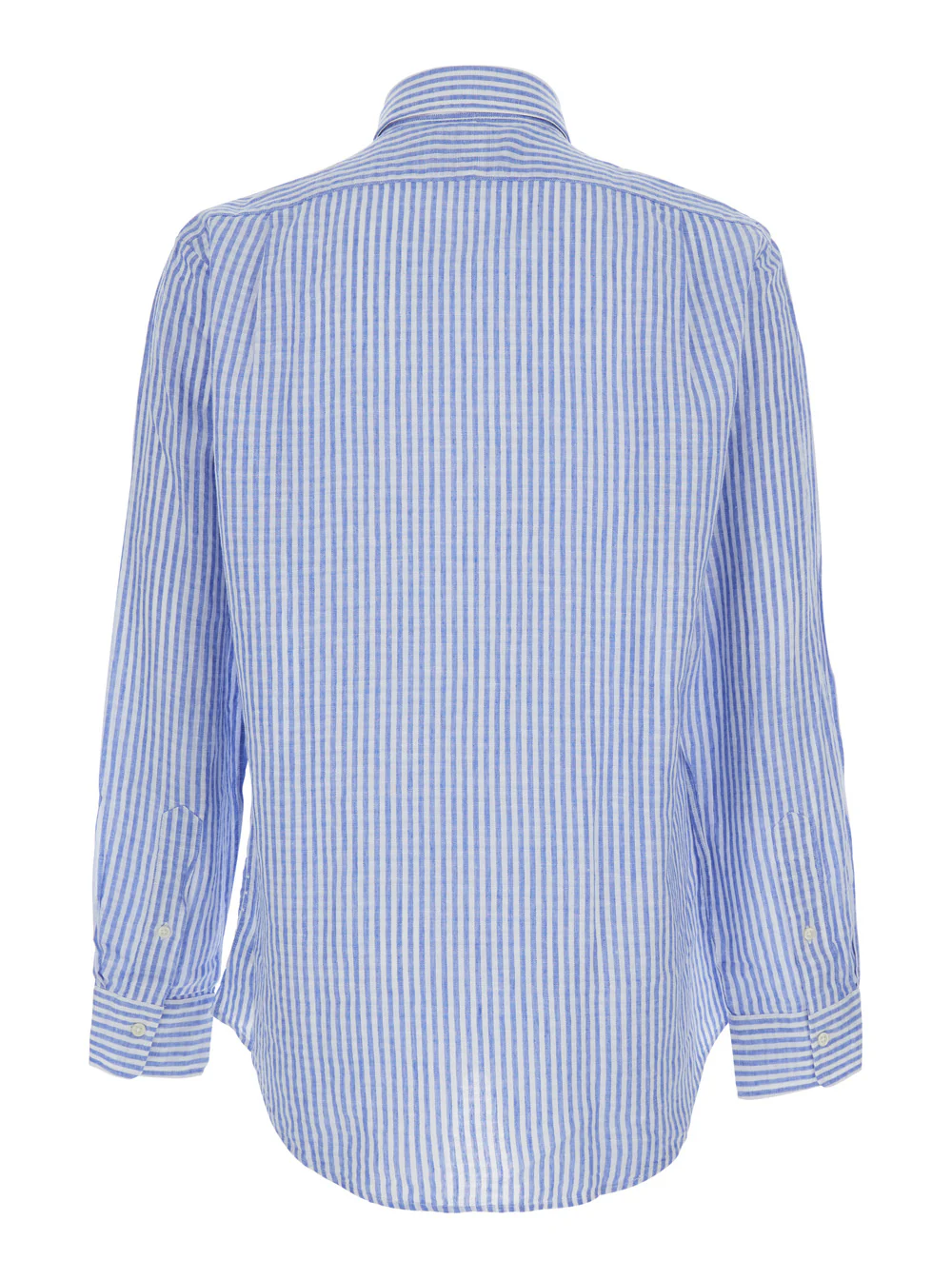 Polo Ralph Lauren Blue Striped Linen Shirt With Classic Collar And Long Sleeves For Men Light Blouses