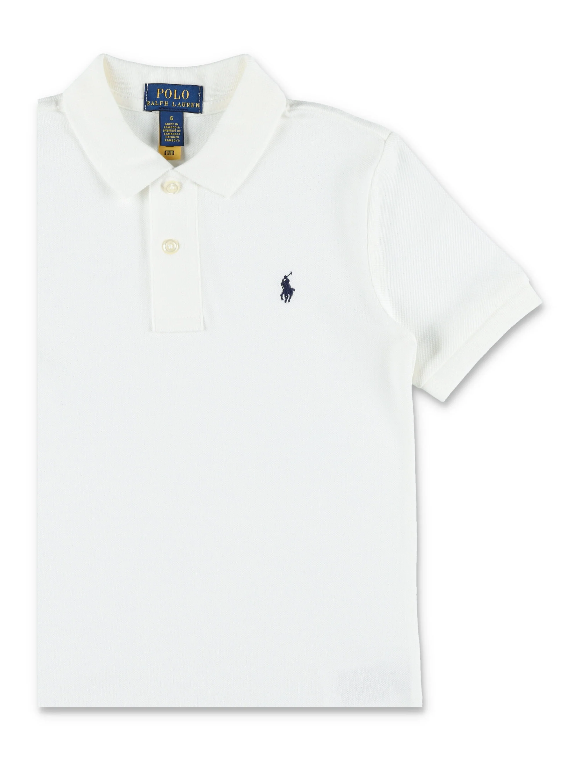 Polo Ralph Lauren Kids Slim Fit Cotton Piquet Shirt White Tshirt