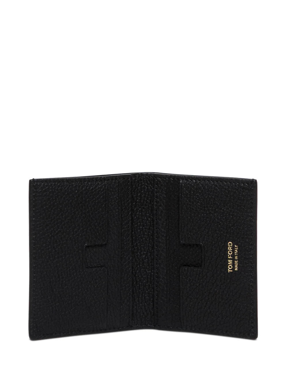 Tom Ford Card Holder With Logo Lettering Embossed On The Front Grained Black Leather For Men Calf Products