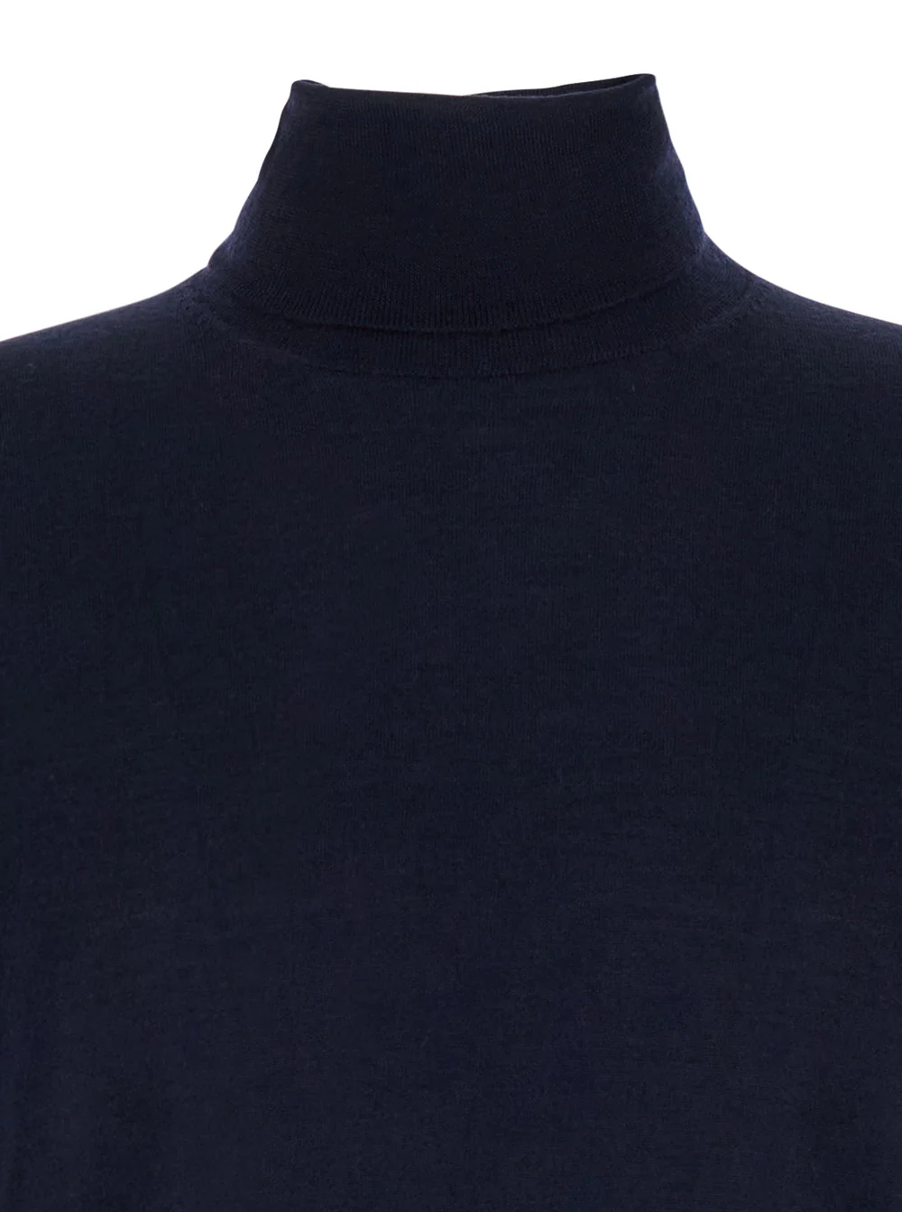 Plain Blue Turtleneck Sweater in Merino Wool and Silk Blend Man Blu Merinos Cashmere Jersey