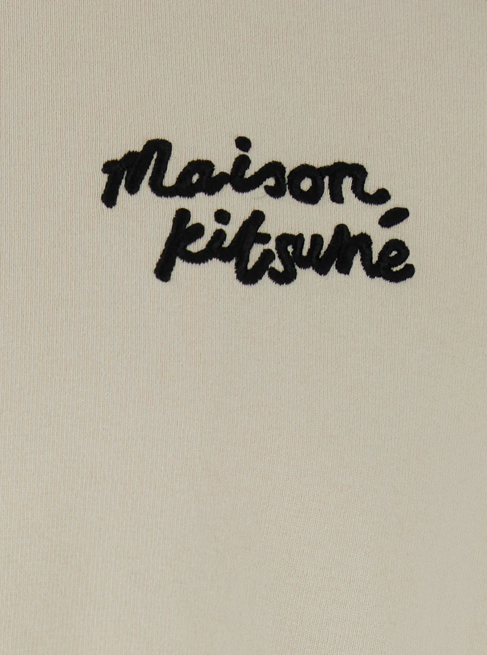 Maison Kitsuné Beige T-shirt with Logo on the Front in Cotton for Men Organic Tshirts And Polo Shirts
