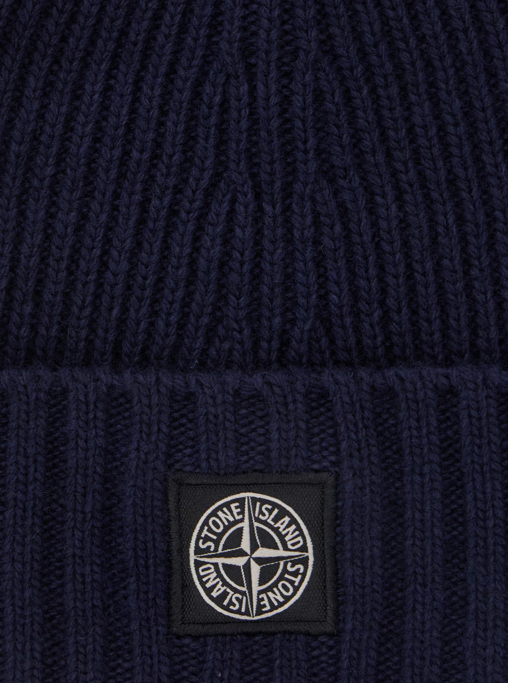 Stone Island Kids Blue Beanie with Logo Patch on the Front in Wool Blend Boy Blu Hats And Gloves