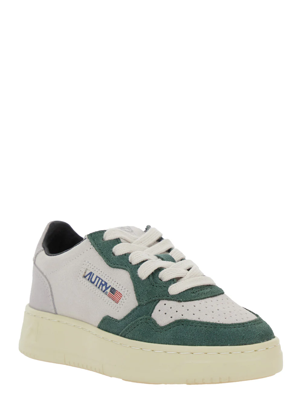 Autry Kids Medalist Multicolor Low Top Sneakers with Logo Patch on Tongue and Side in Leather Boy Suede Cow